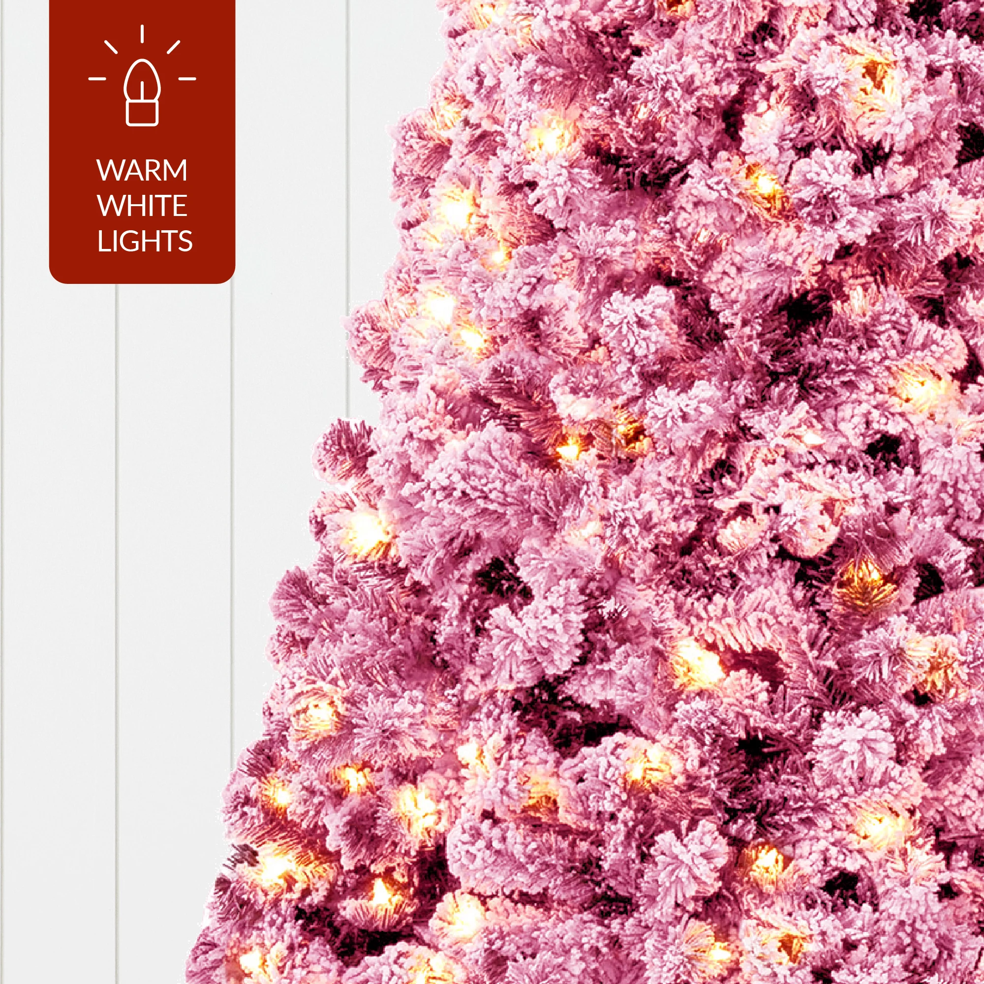 Prelit Pink Christmas Tree, Snow Flocked Full Holiday Decor w/ Metal Base - Image 23