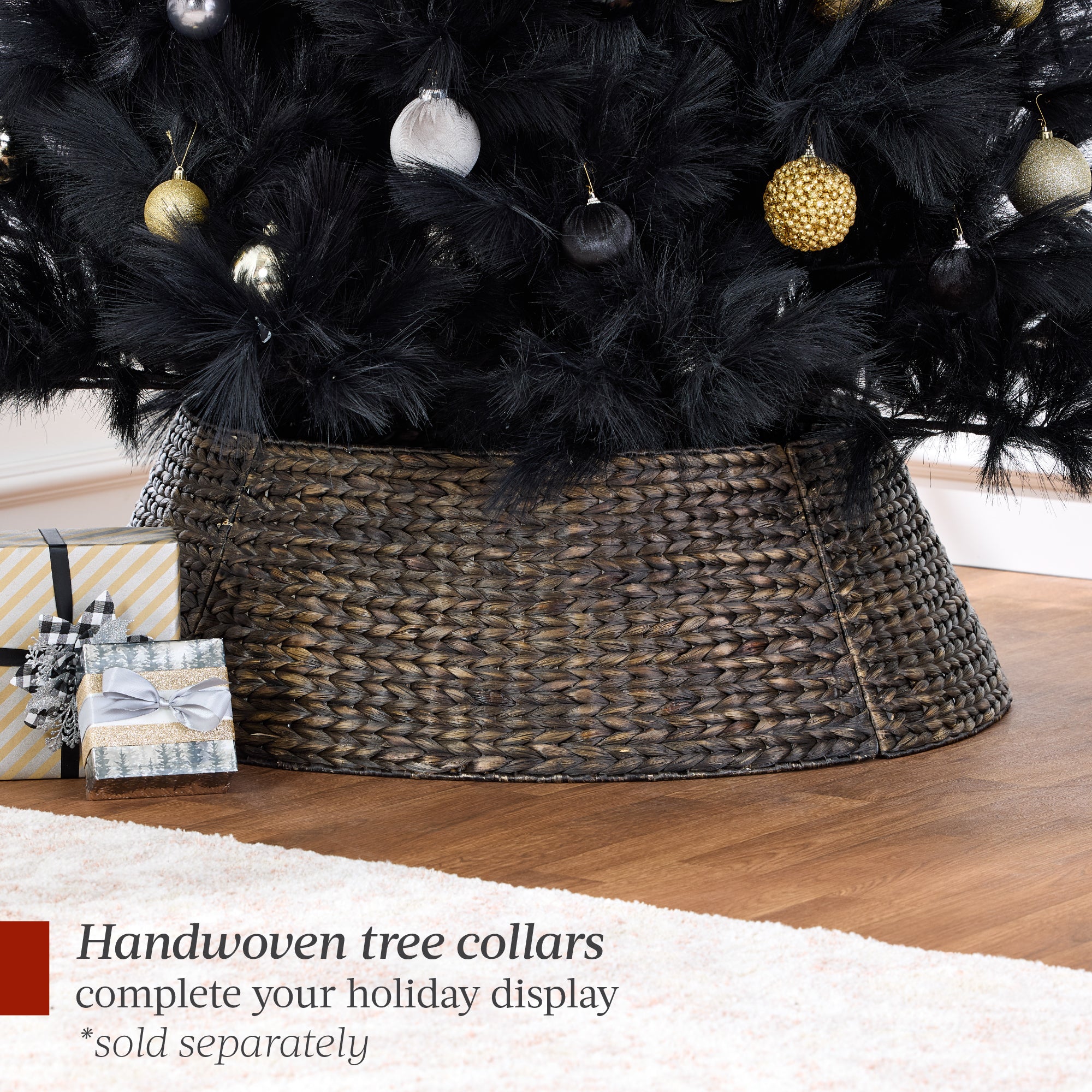 Premium Artificial Black Pampas Christmas Tree w/ Foldable Metal Base - Image 17