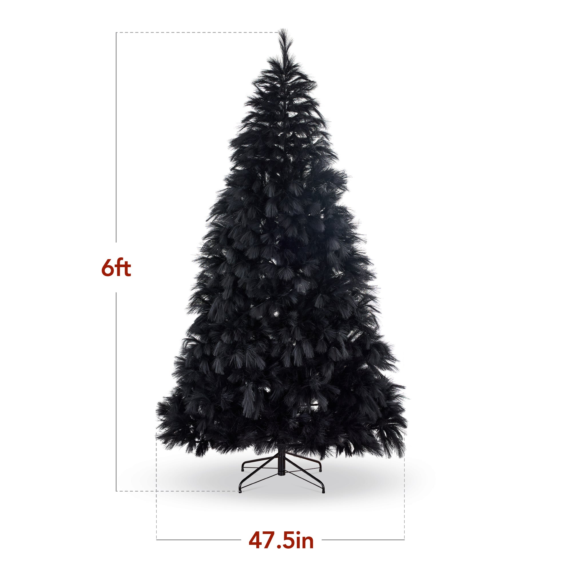 Premium Artificial Black Pampas Christmas Tree w/ Foldable Metal Base - Image 36
