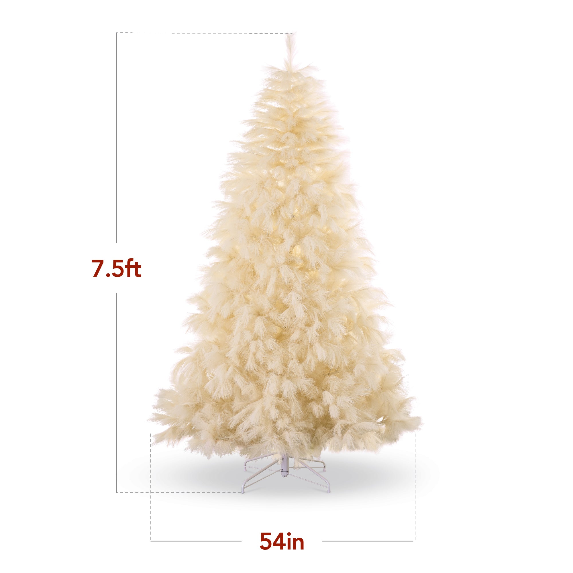 Premium Artificial Ivory Pampas Christmas Tree w/ Foldable Metal Base - Image 36