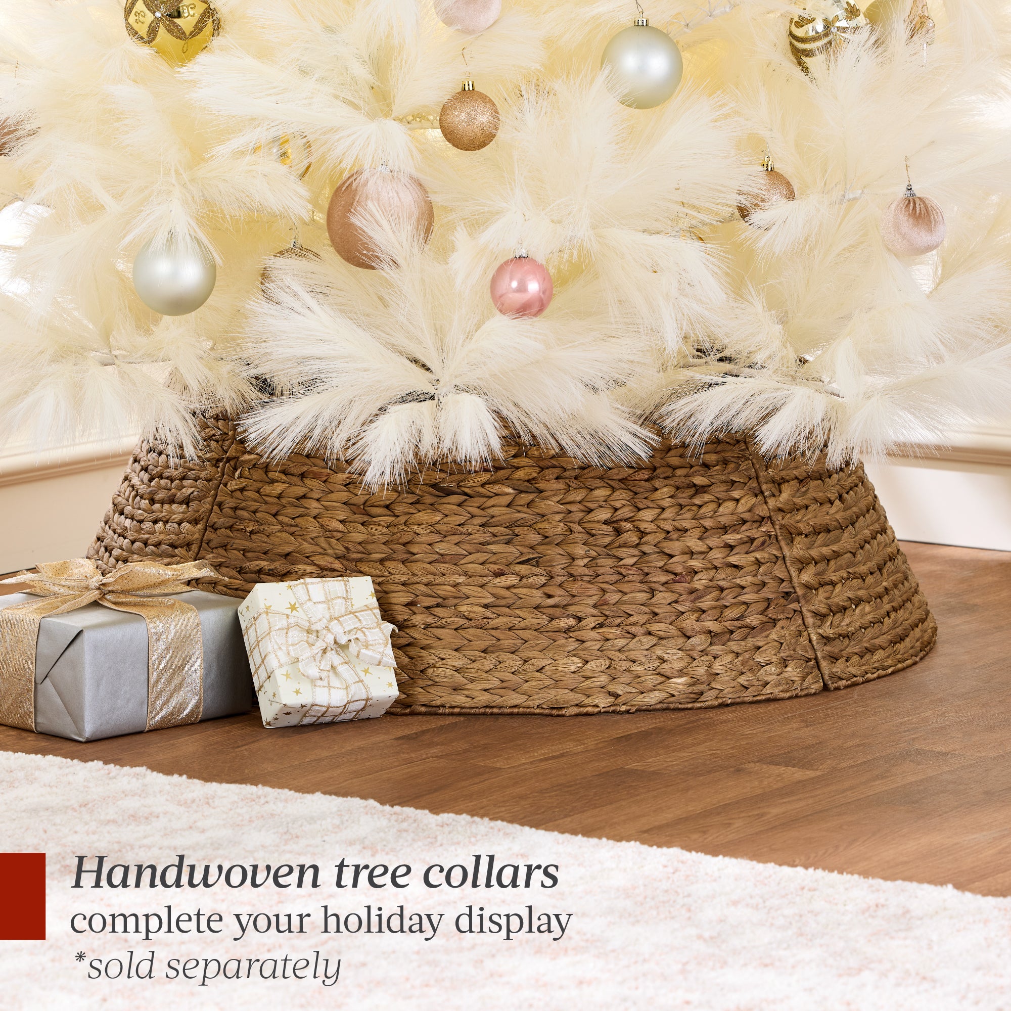 Premium Artificial Ivory Pampas Christmas Tree w/ Foldable Metal Base - Image 8