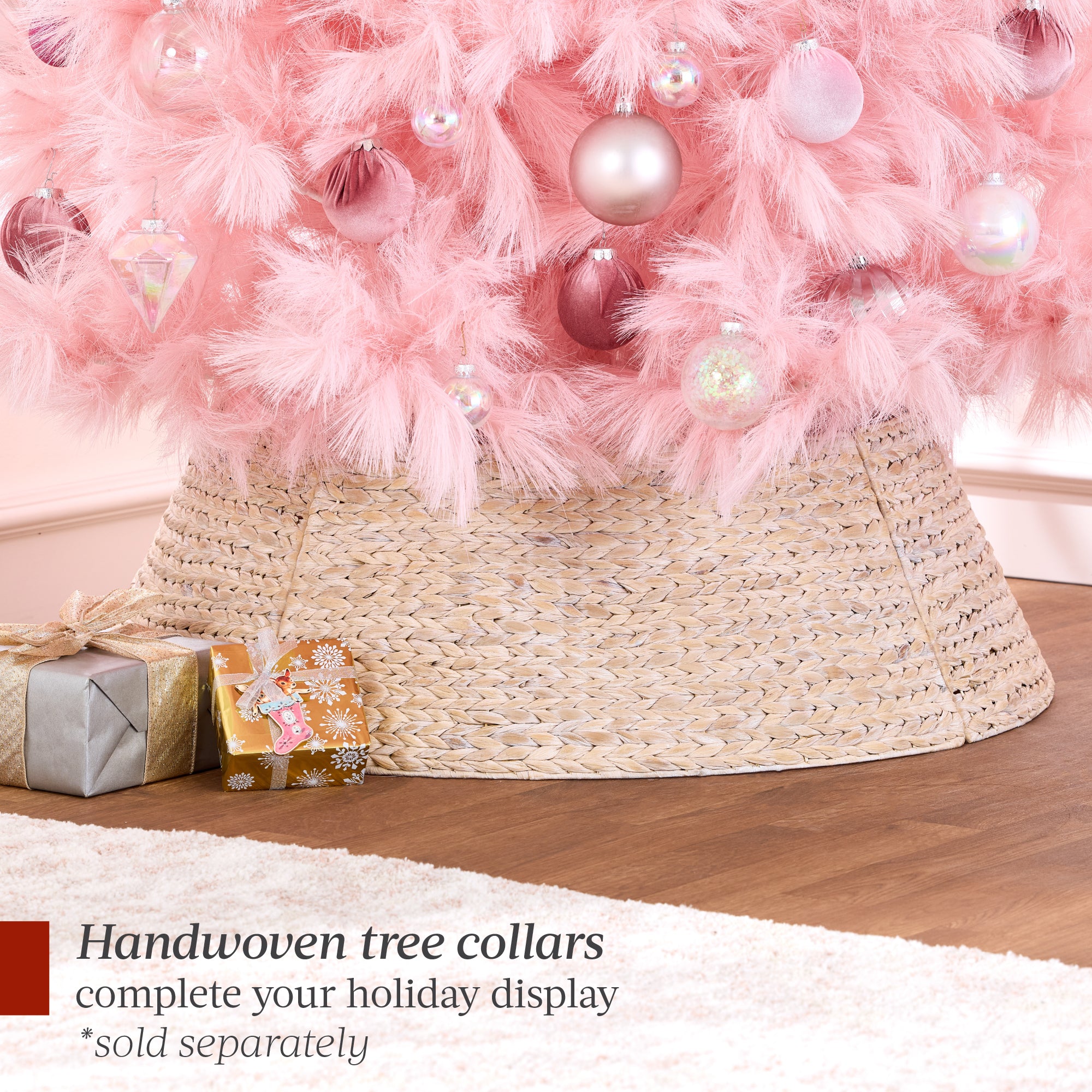 Premium Artificial Pink Pampas Christmas Tree w/ Foldable Metal Base - Image 8