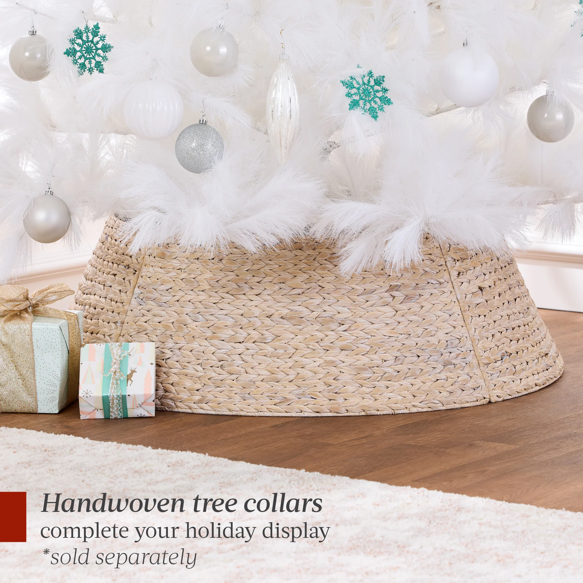 Premium Artificial White Pampas Christmas Tree w/ Foldable Metal Base - Image 35