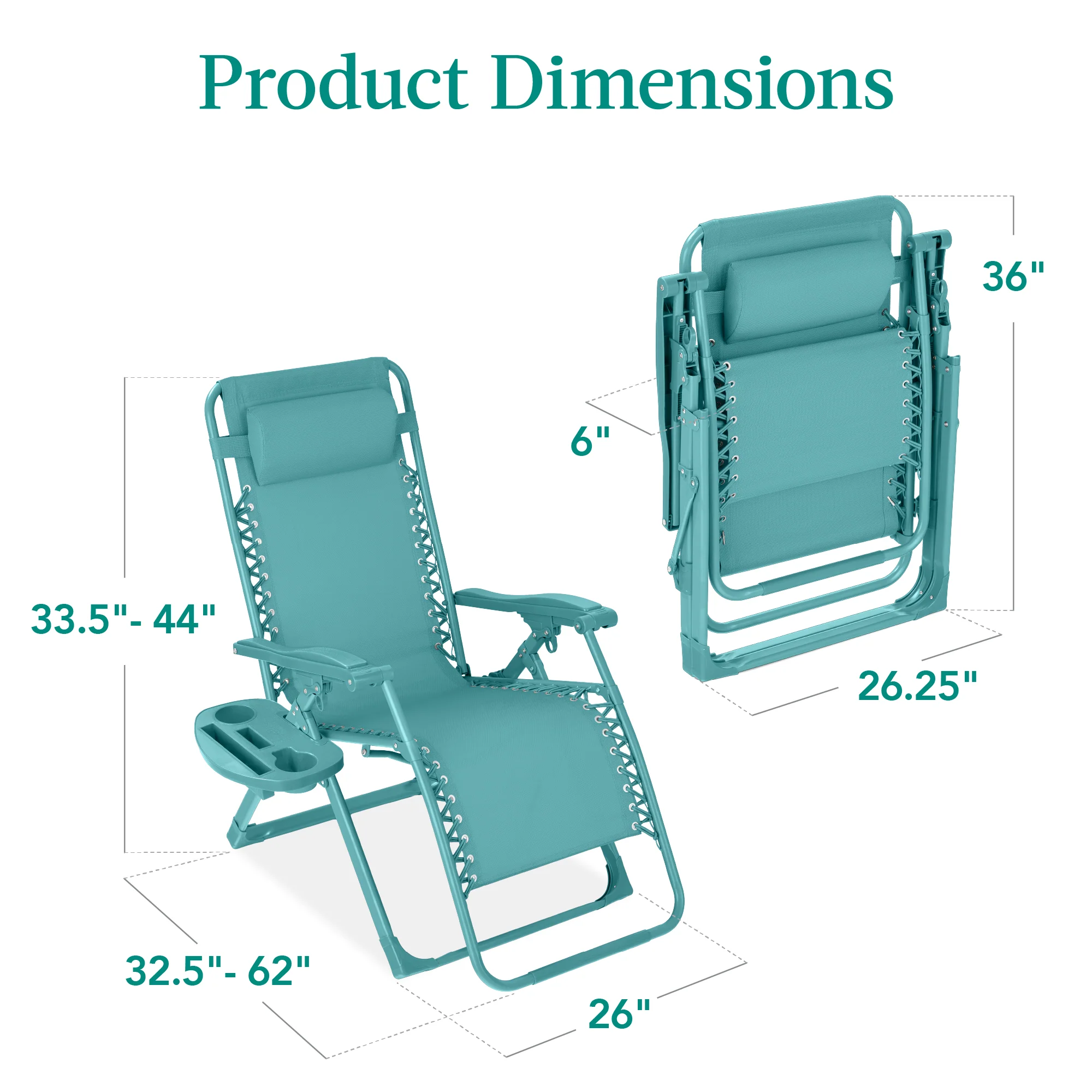 Monochromatic Zero Gravity Patio Chair Recliner w/ Side Tray, Headrest - Image 133