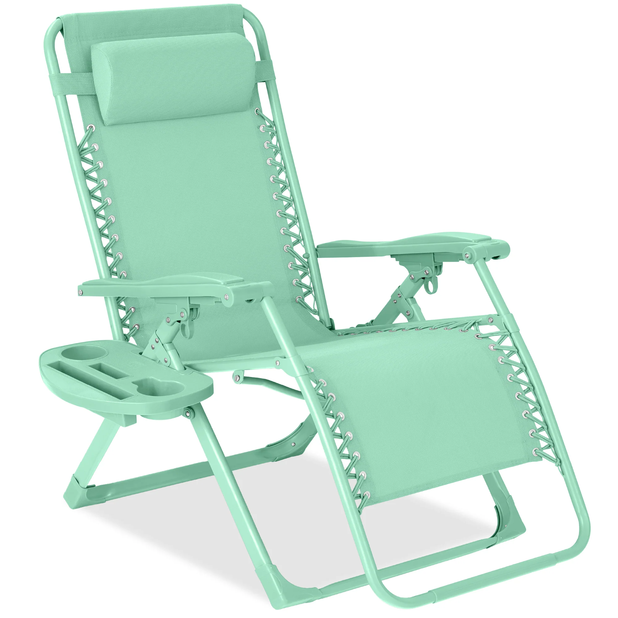 Monochromatic Zero Gravity Patio Chair Recliner w/ Side Tray, Headrest - Image 36