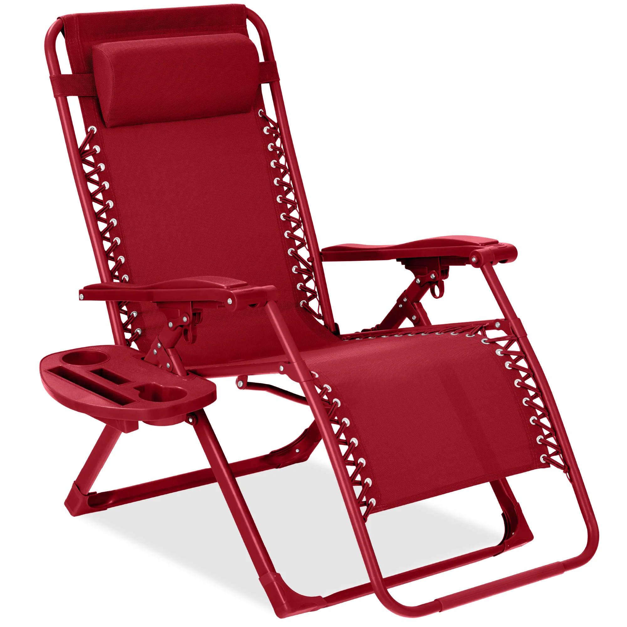 Monochromatic Zero Gravity Patio Chair Recliner w/ Side Tray, Headrest - Image 43