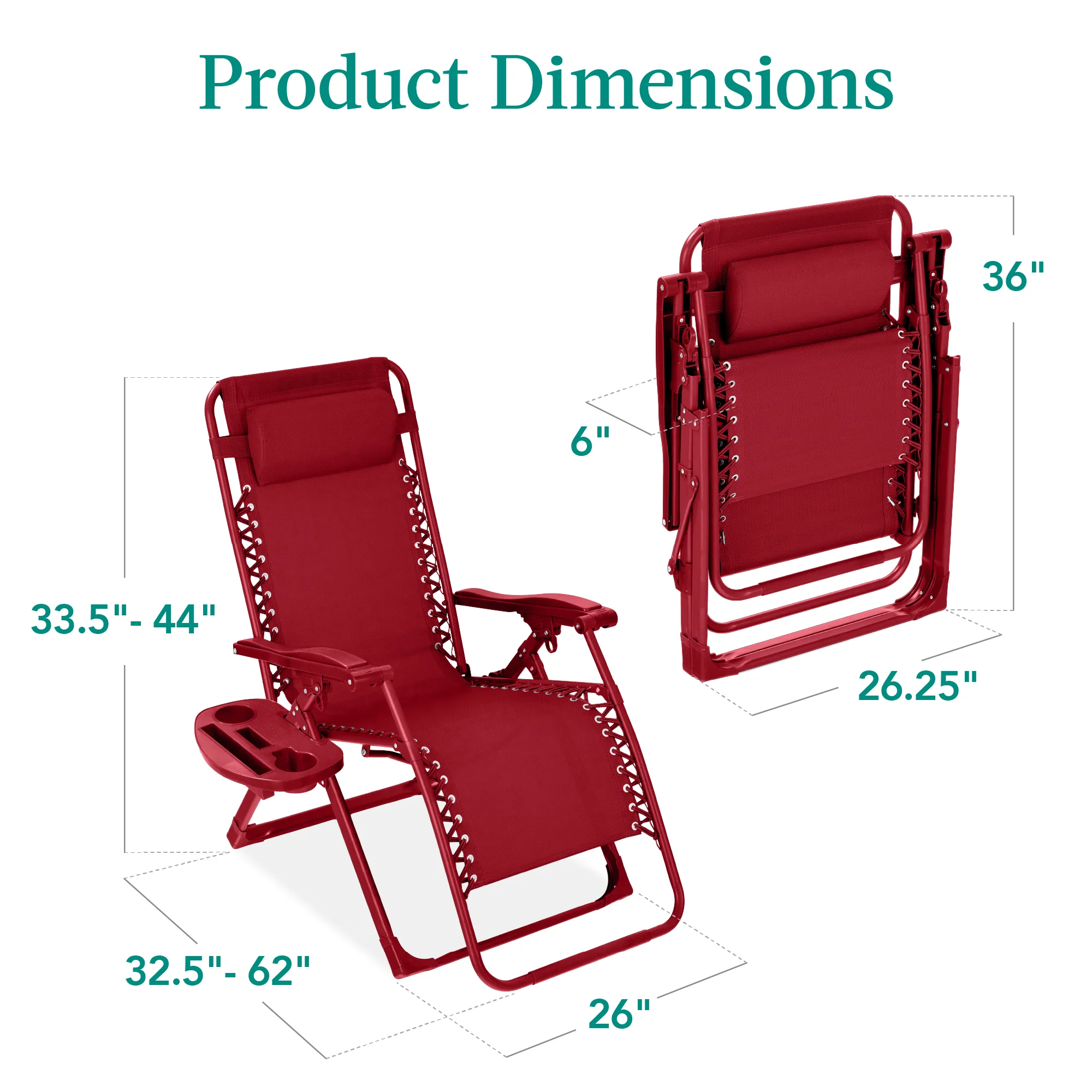 Monochromatic Zero Gravity Patio Chair Recliner w/ Side Tray, Headrest - Image 49
