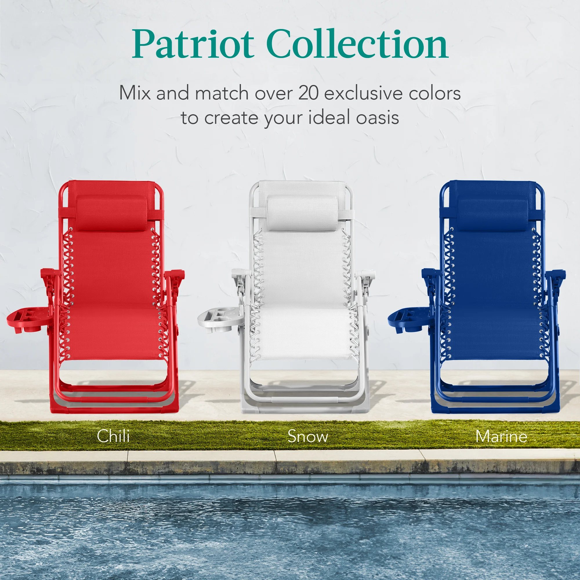 Monochromatic Zero Gravity Patio Chair Recliner w/ Side Tray, Headrest - Image 62
