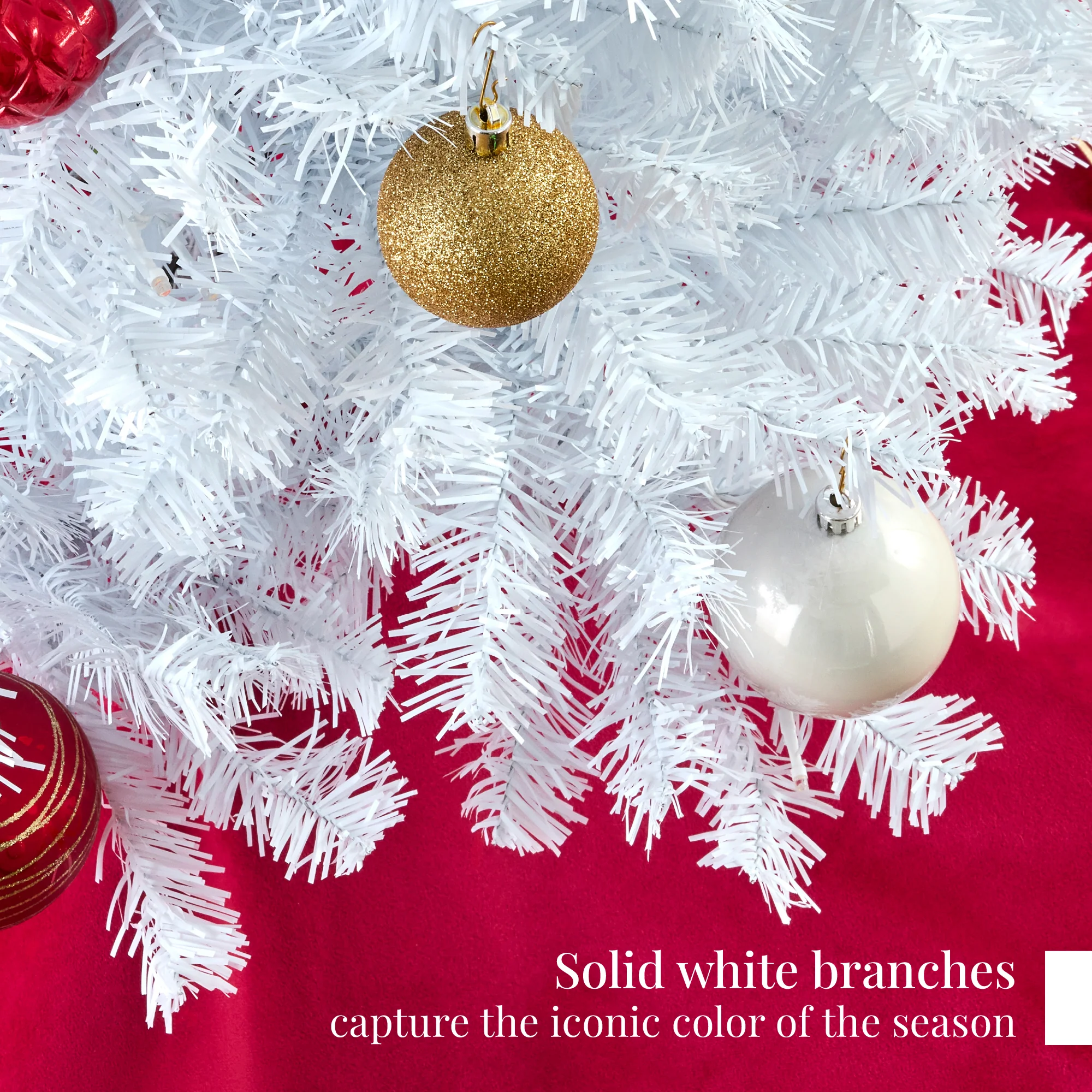 Artificial White Christmas Tree, Unlit Pine Design w/Easy Assembly - Image 21