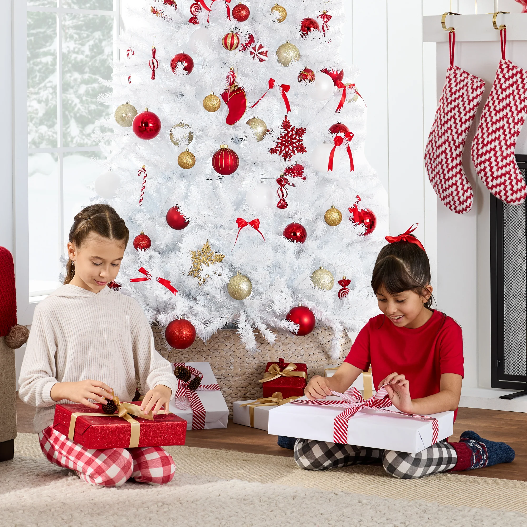 Artificial White Christmas Tree, Unlit Pine Design w/Easy Assembly - Image 6