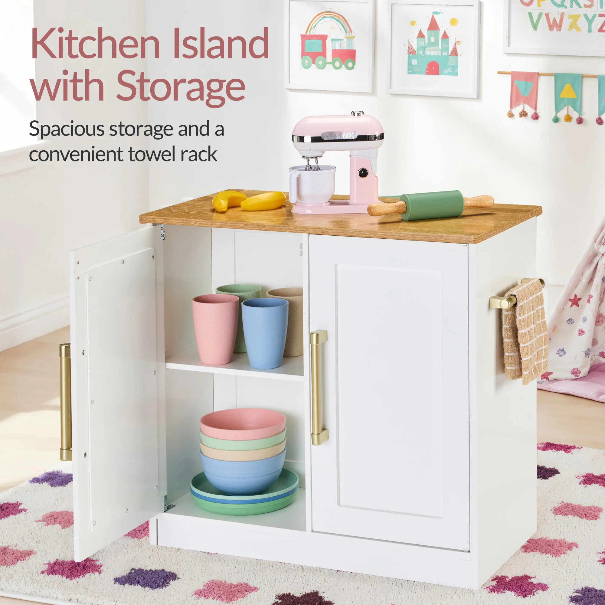 Pretend Kitchen Toy Set for Kids w/Lights, Sounds, Island, Espresso Machine - Image 22