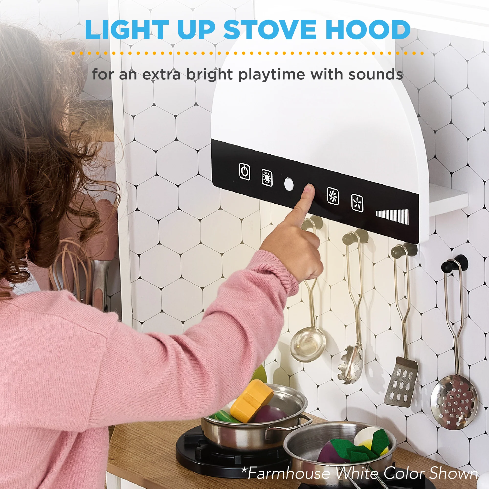 Pretend Play Corner Kitchen Wooden Toy Set for Kids w/ Lights, Sounds - Image 31
