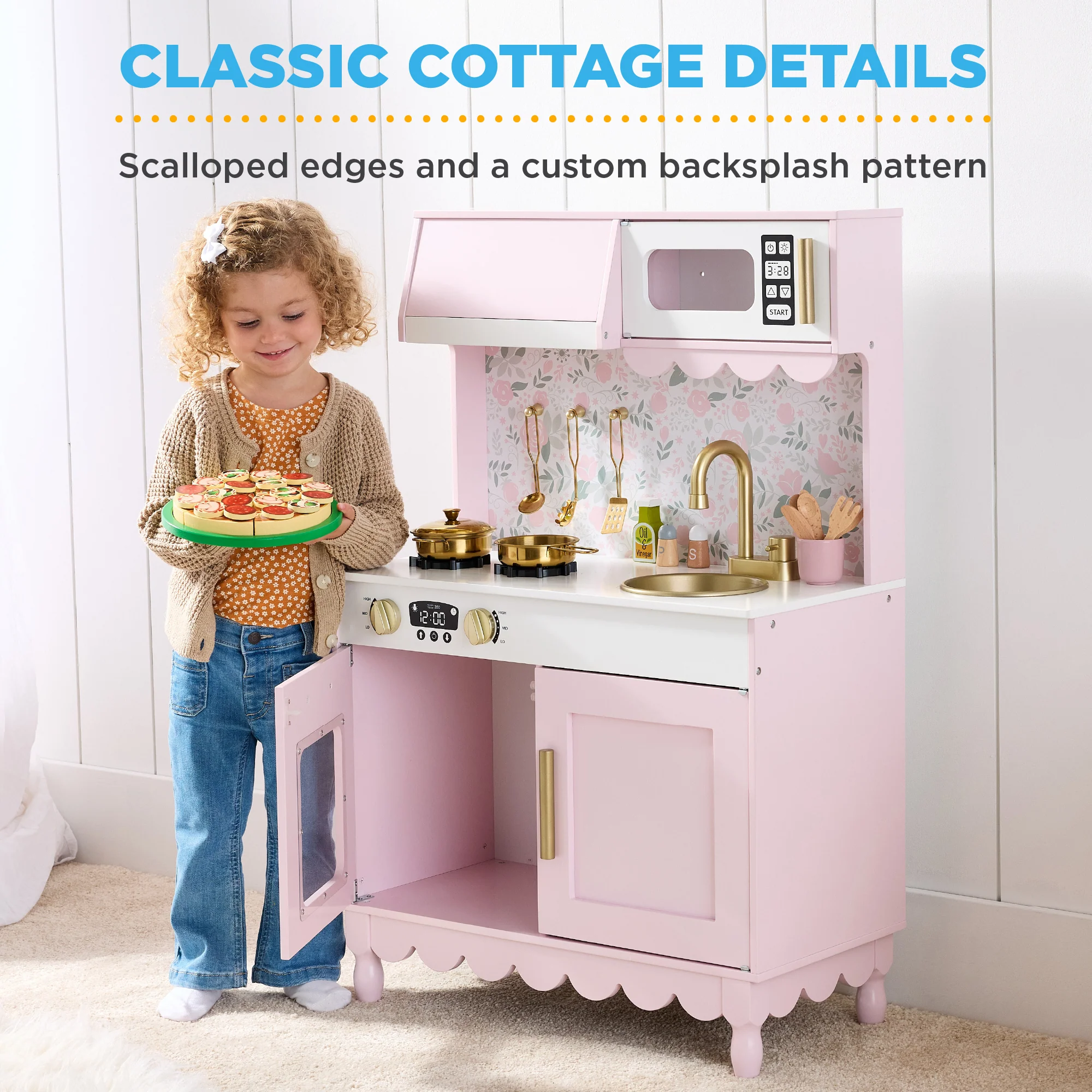 Pretend Play Cottage Kitchen Wooden Toy Set for Kids w/ 5 Accessories - Image 21