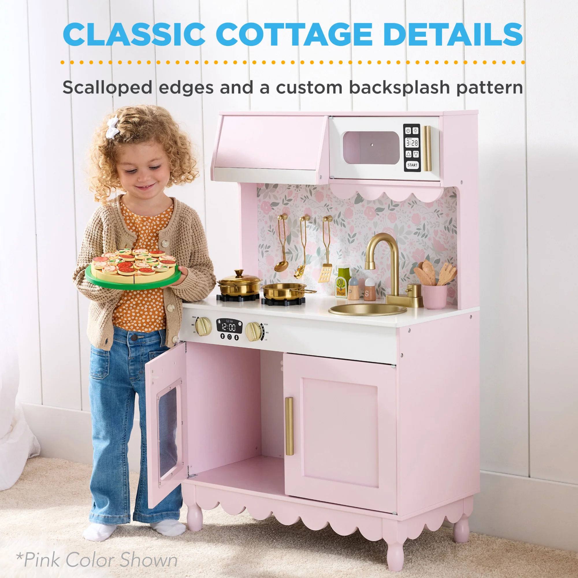 Pretend Play Cottage Kitchen Wooden Toy Set for Kids w/ 5 Accessories - Image 30