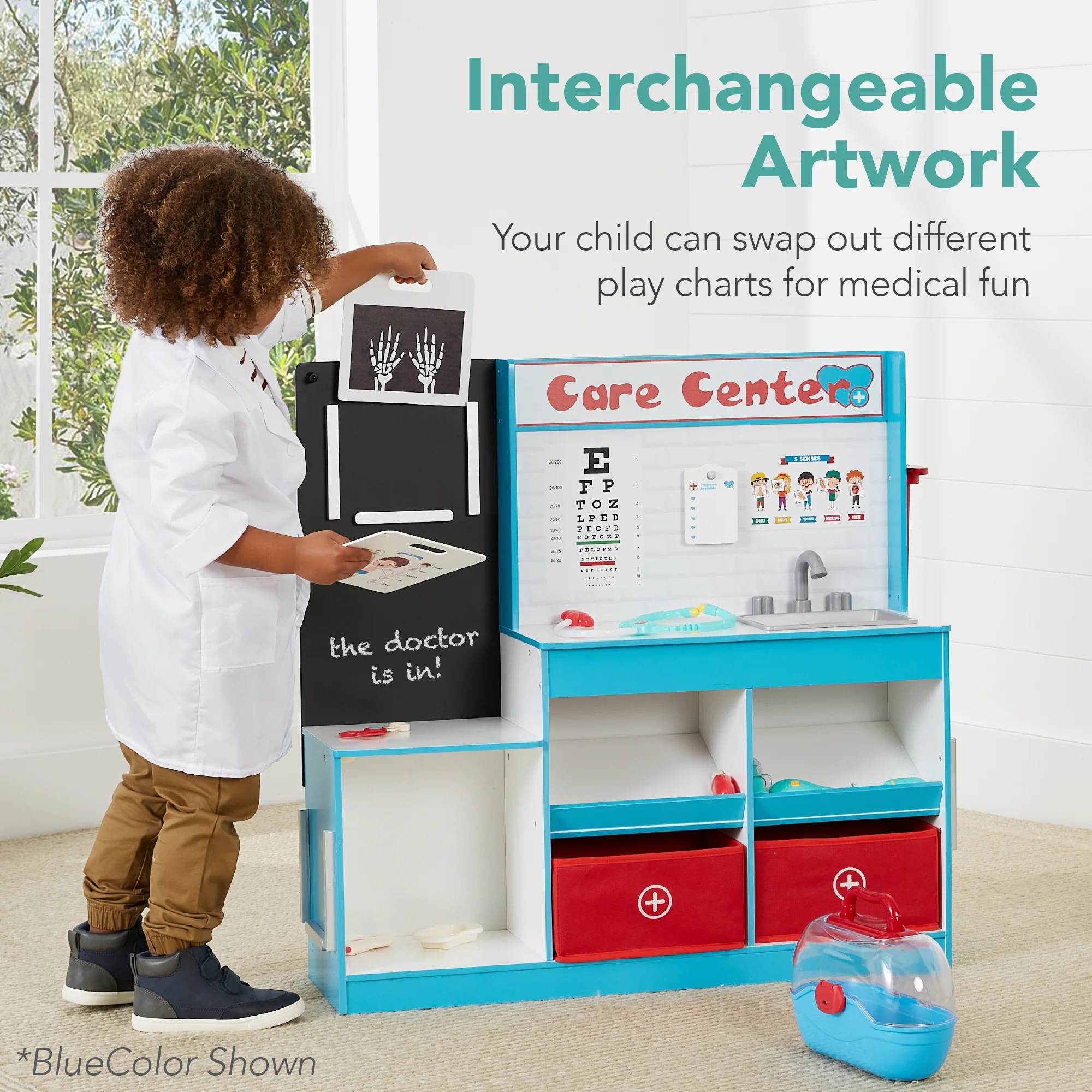 Pretend Play Doctor's Office, Kids Wooden Toy Set w/ Accessories Included - Image 11