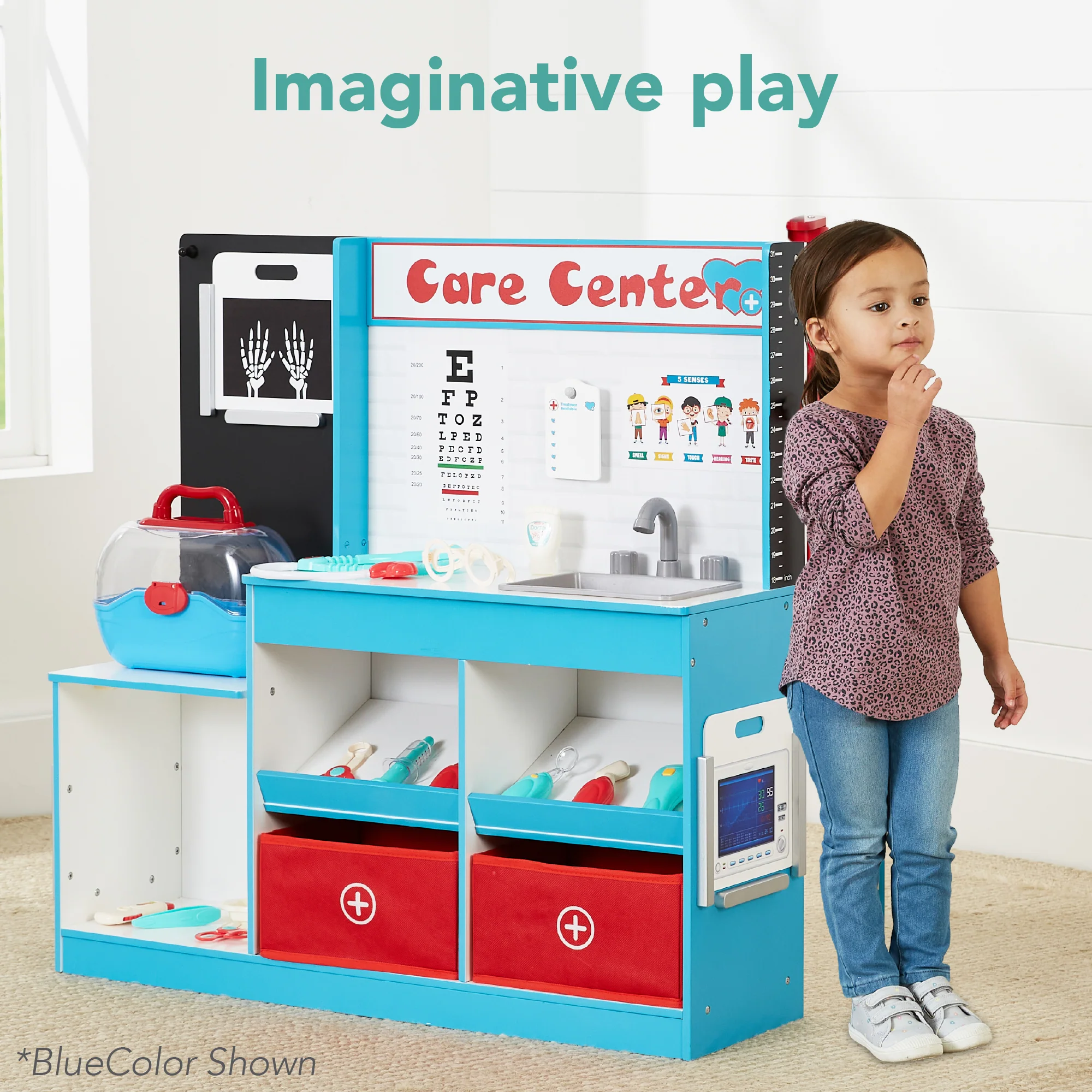 Pretend Play Doctor's Office, Kids Wooden Toy Set w/ Accessories Included - Image 12