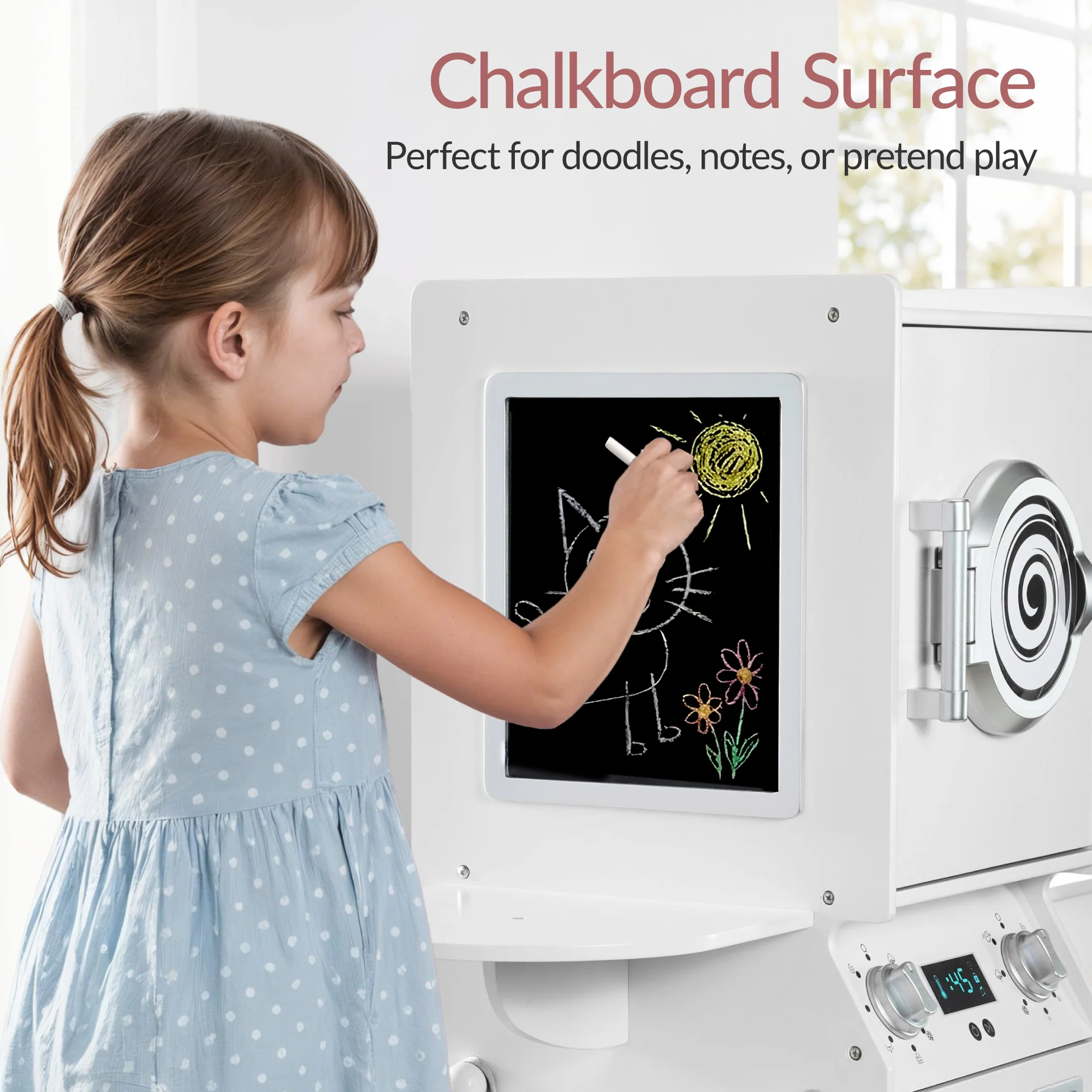 Pretend Play Kids Wooden Washer & Dryer Set w/ Laundry Accessories - Image 22