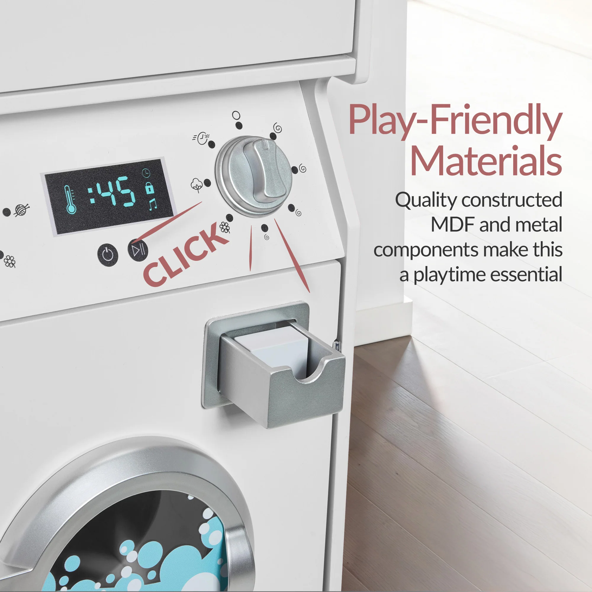 Pretend Play Kids Wooden Washer & Dryer Set w/ Laundry Accessories - Image 23