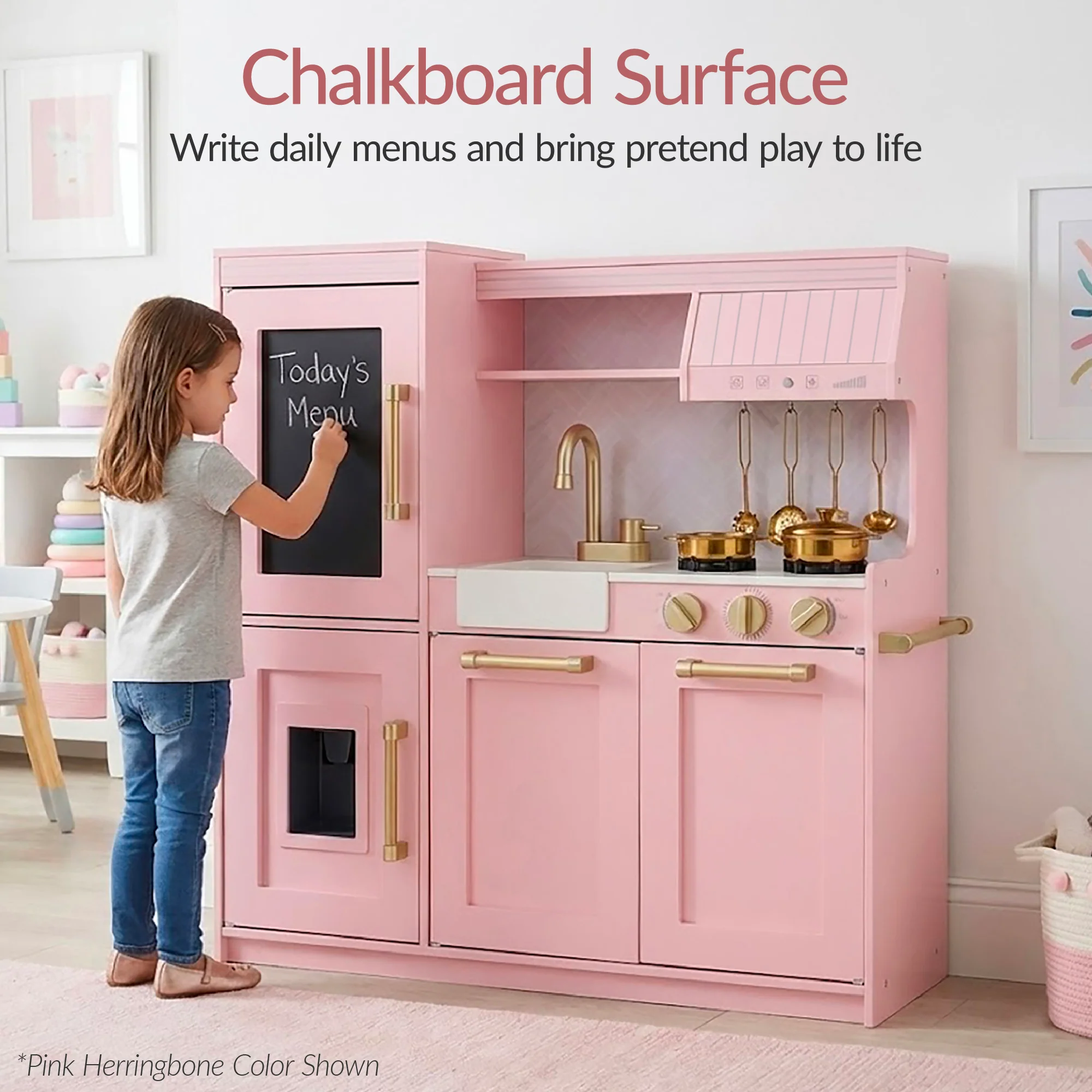 Pretend Play Kitchen with Framed Chalkboard - Image 11