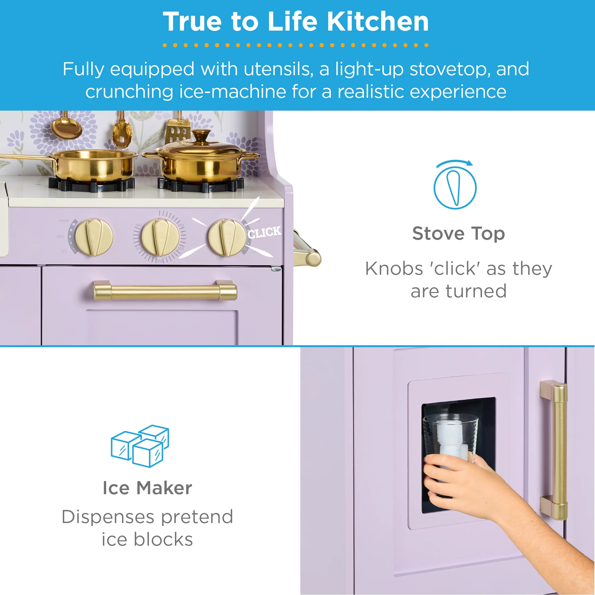 Wooden Play Kitchen for Kids with Accessories, Pretend Cooking Set, Ages 3+ - Image 12