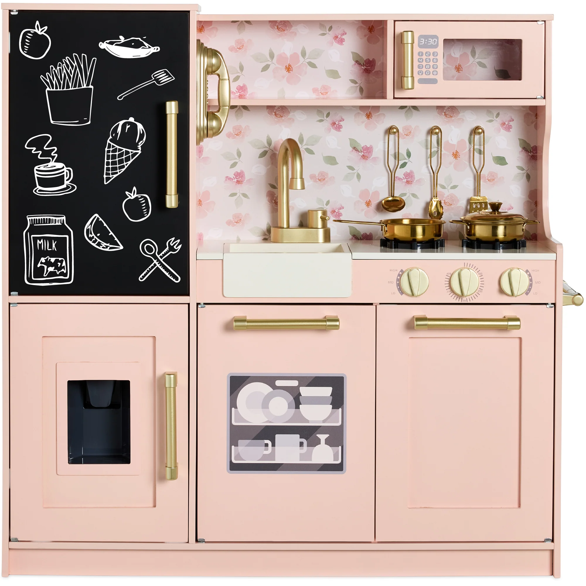 Wooden Play Kitchen for Kids with Accessories, Pretend Cooking Set, Ages 3+ - Image 29