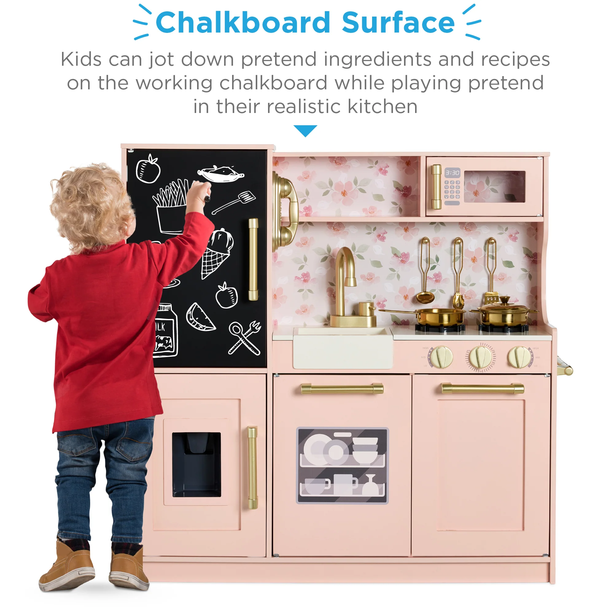 Wooden Play Kitchen for Kids with Accessories, Pretend Cooking Set, Ages 3+ - Image 30