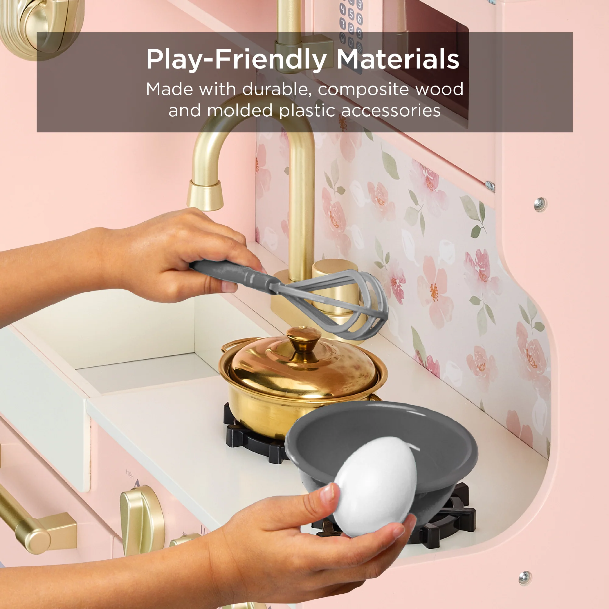 Wooden Play Kitchen for Kids with Accessories, Pretend Cooking Set, Ages 3+ - Image 31