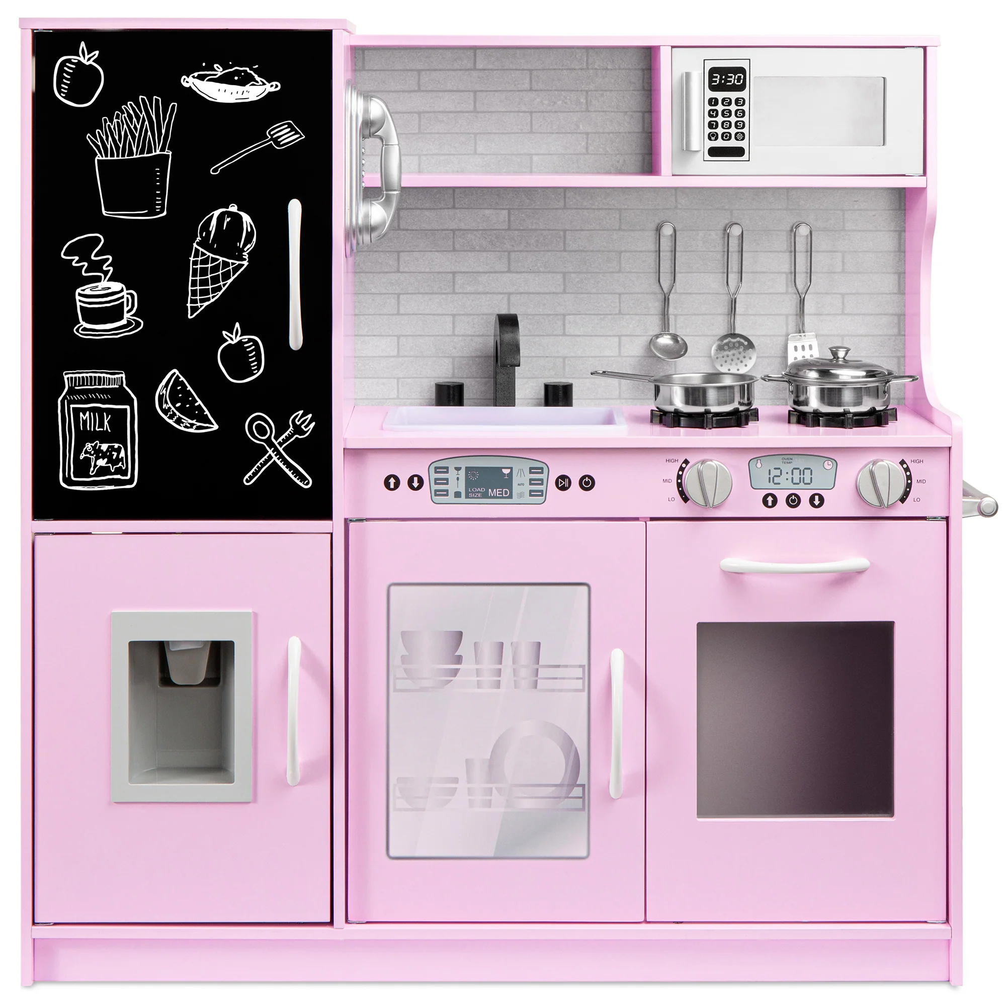 Wooden Play Kitchen for Kids with Accessories, Pretend Cooking Set, Ages 3+ - Image 36