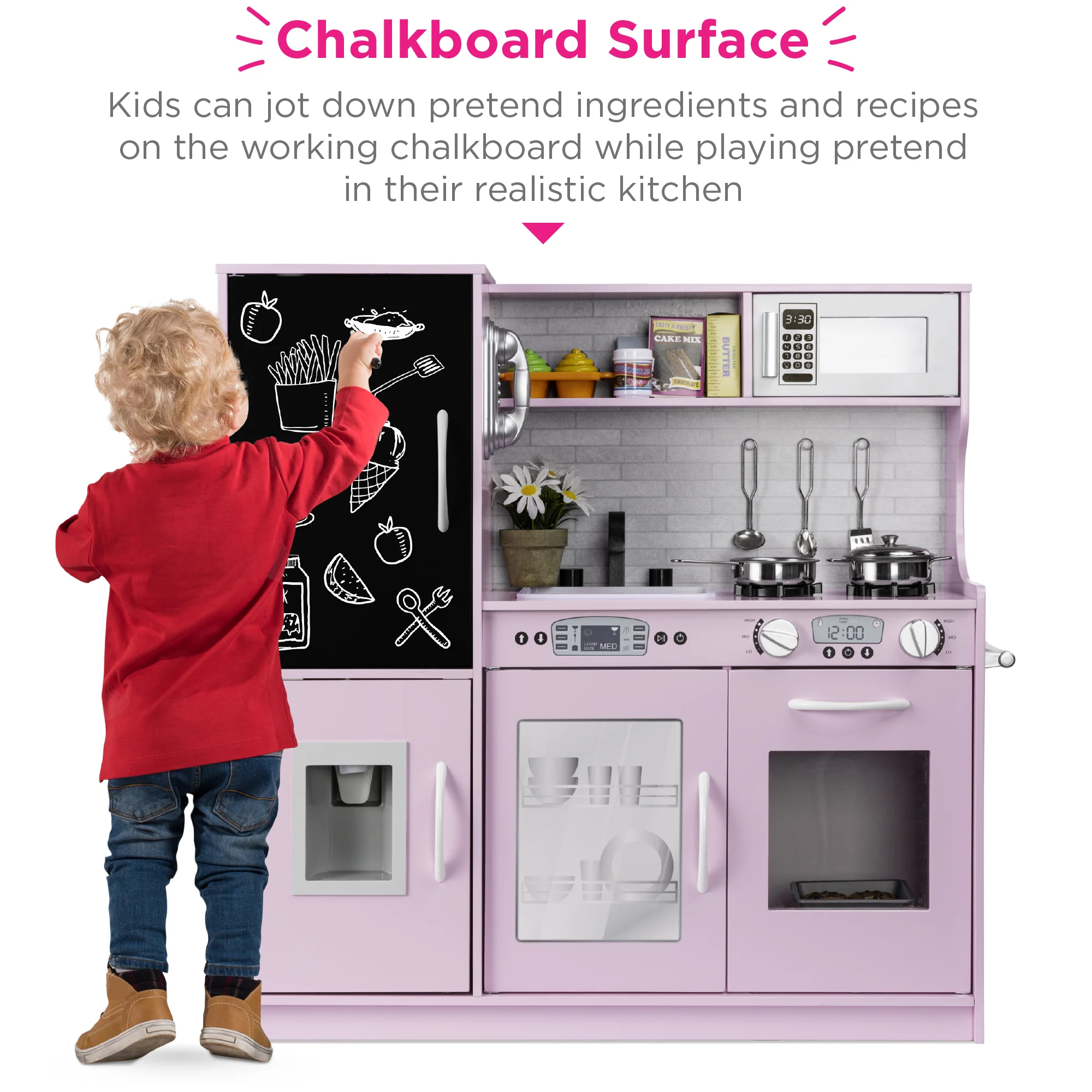 Wooden Play Kitchen for Kids with Accessories, Pretend Cooking Set, Ages 3+ - Image 37
