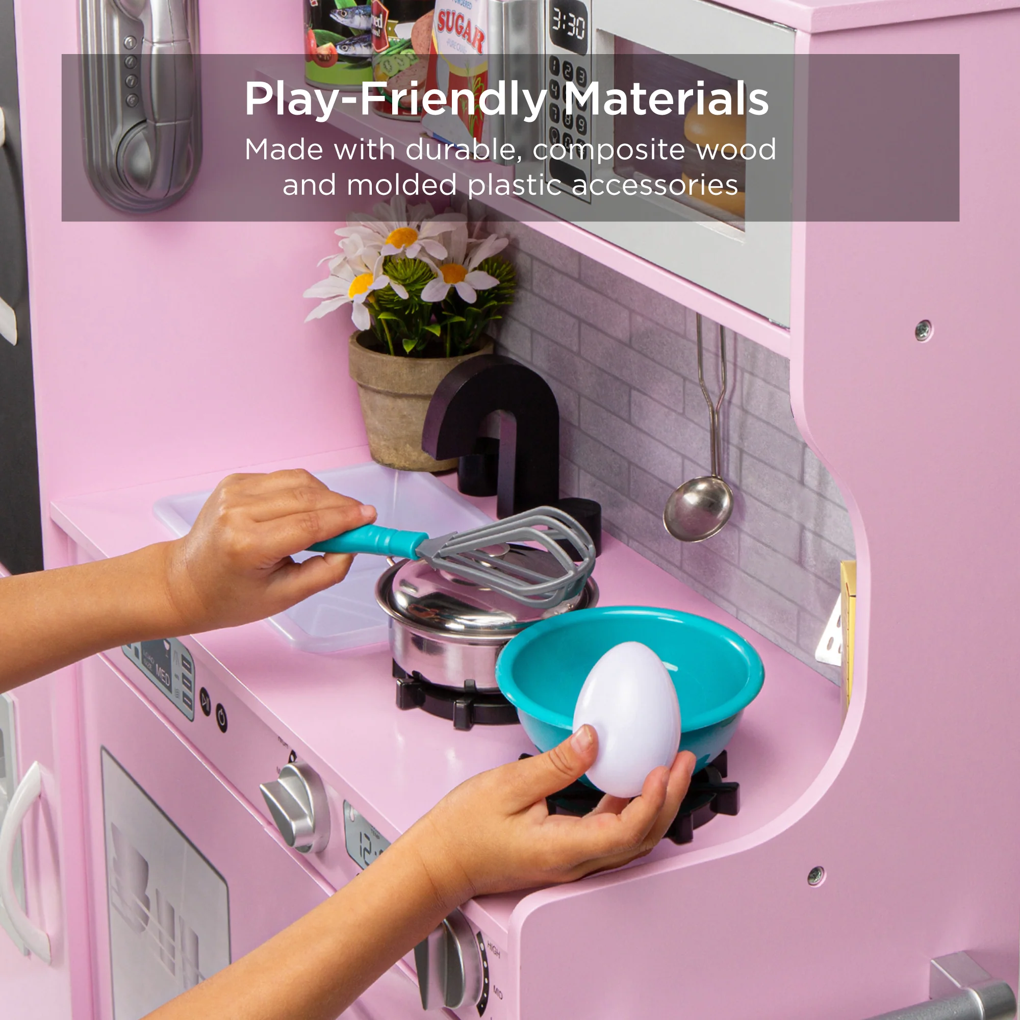 Wooden Play Kitchen for Kids with Accessories, Pretend Cooking Set, Ages 3+ - Image 38