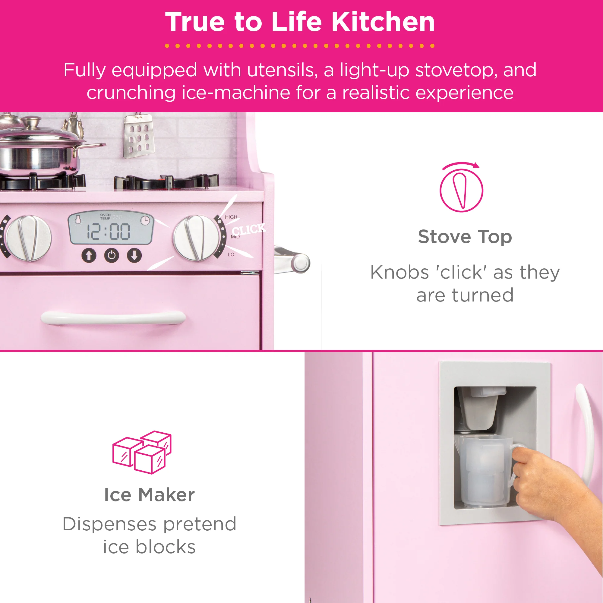 Wooden Play Kitchen for Kids with Accessories, Pretend Cooking Set, Ages 3+ - Image 40