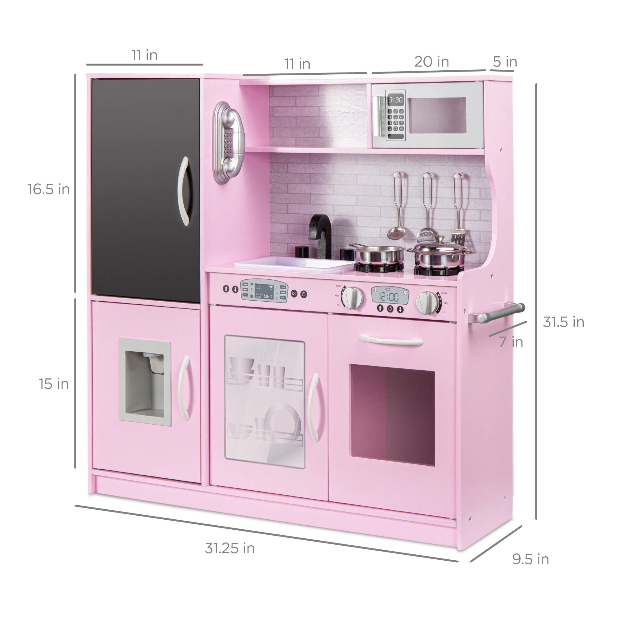 Wooden Play Kitchen for Kids with Accessories, Pretend Cooking Set, Ages 3+ - Image 42