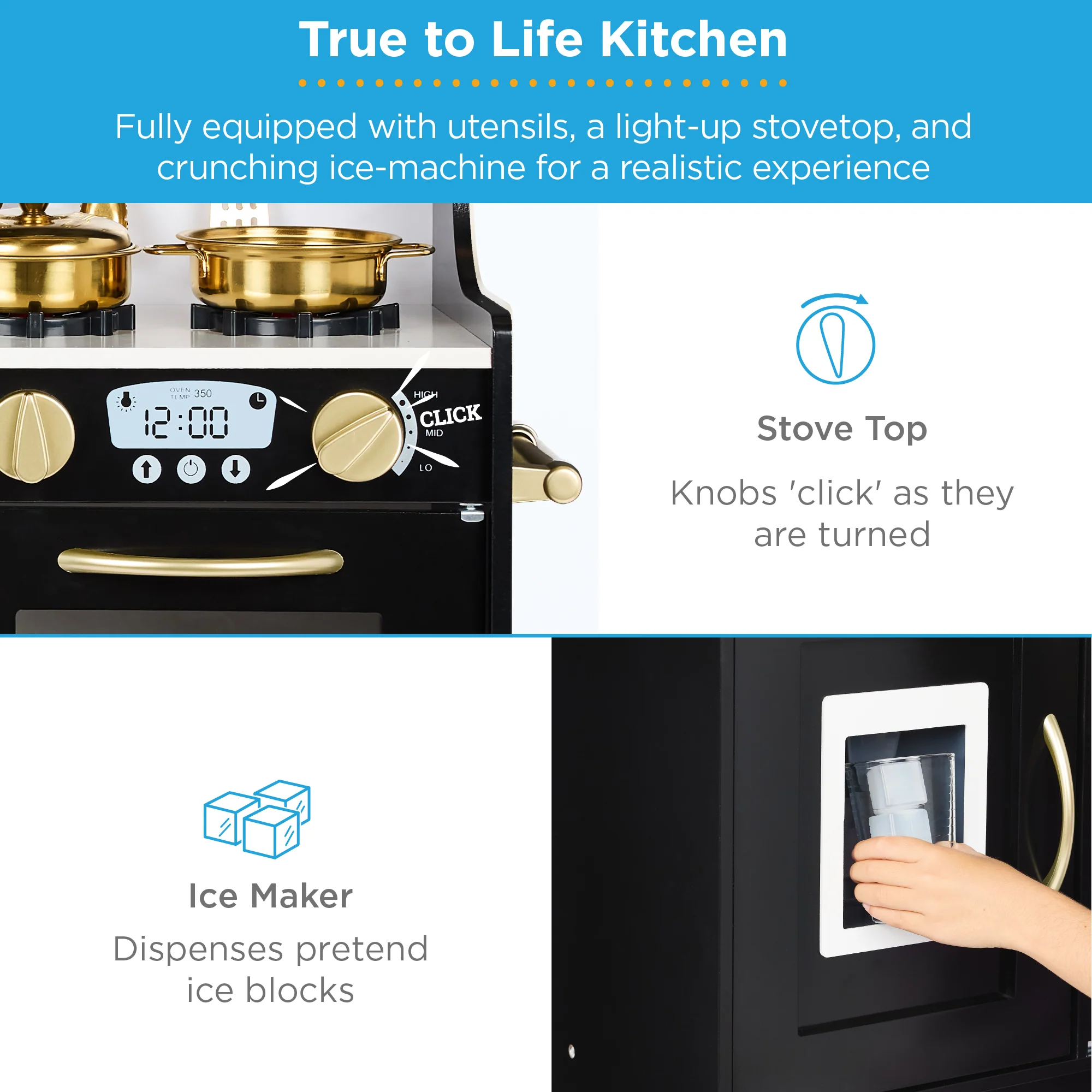 Wooden Play Kitchen for Kids with Accessories, Pretend Cooking Set, Ages 3+ - Image 54