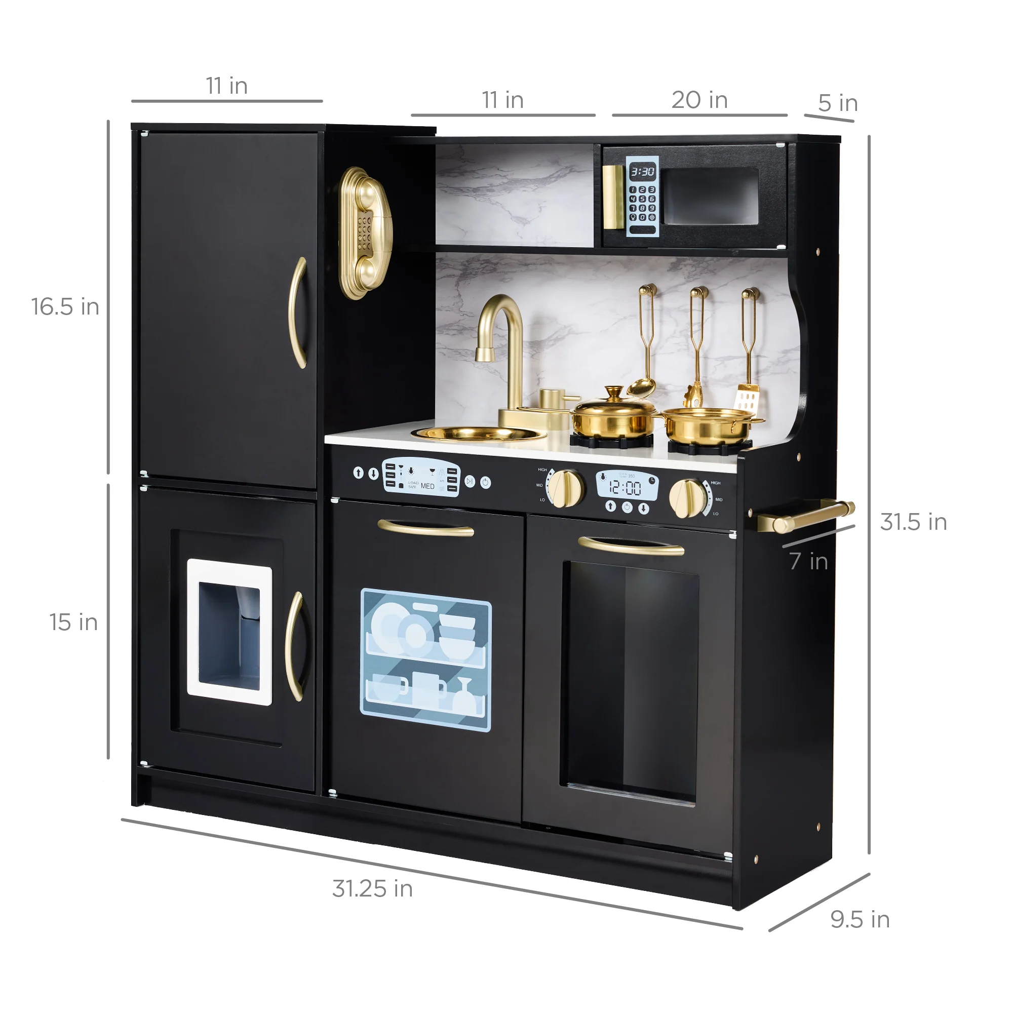 Wooden Play Kitchen for Kids with Accessories, Pretend Cooking Set, Ages 3+ - Image 56