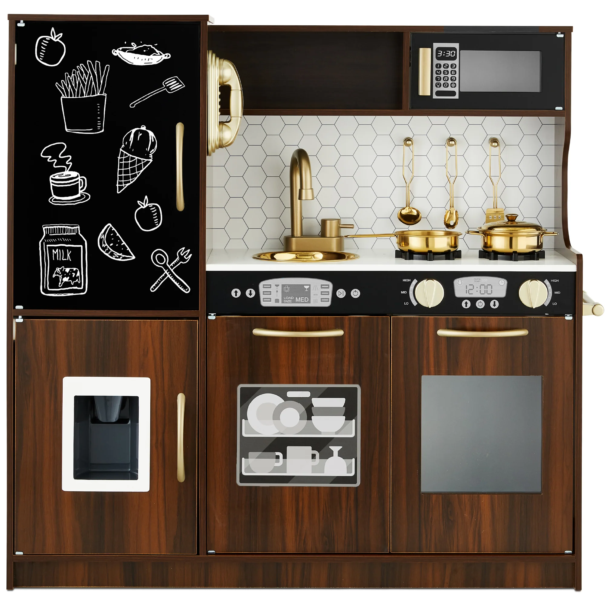 Wooden Play Kitchen for Kids with Accessories, Pretend Cooking Set, Ages 3+ - Image 57