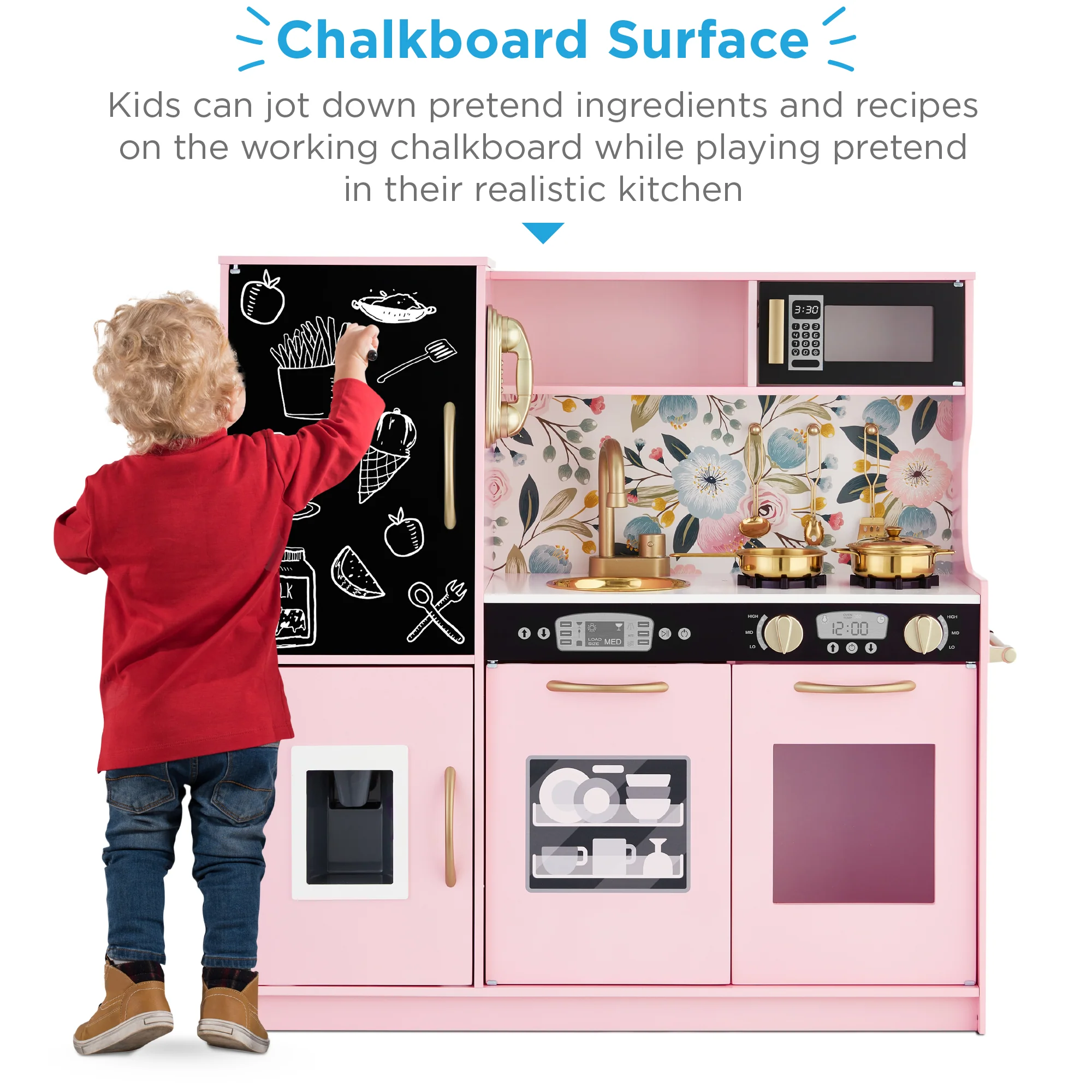 Wooden Play Kitchen for Kids with Accessories, Pretend Cooking Set, Ages 3+ - Image 65