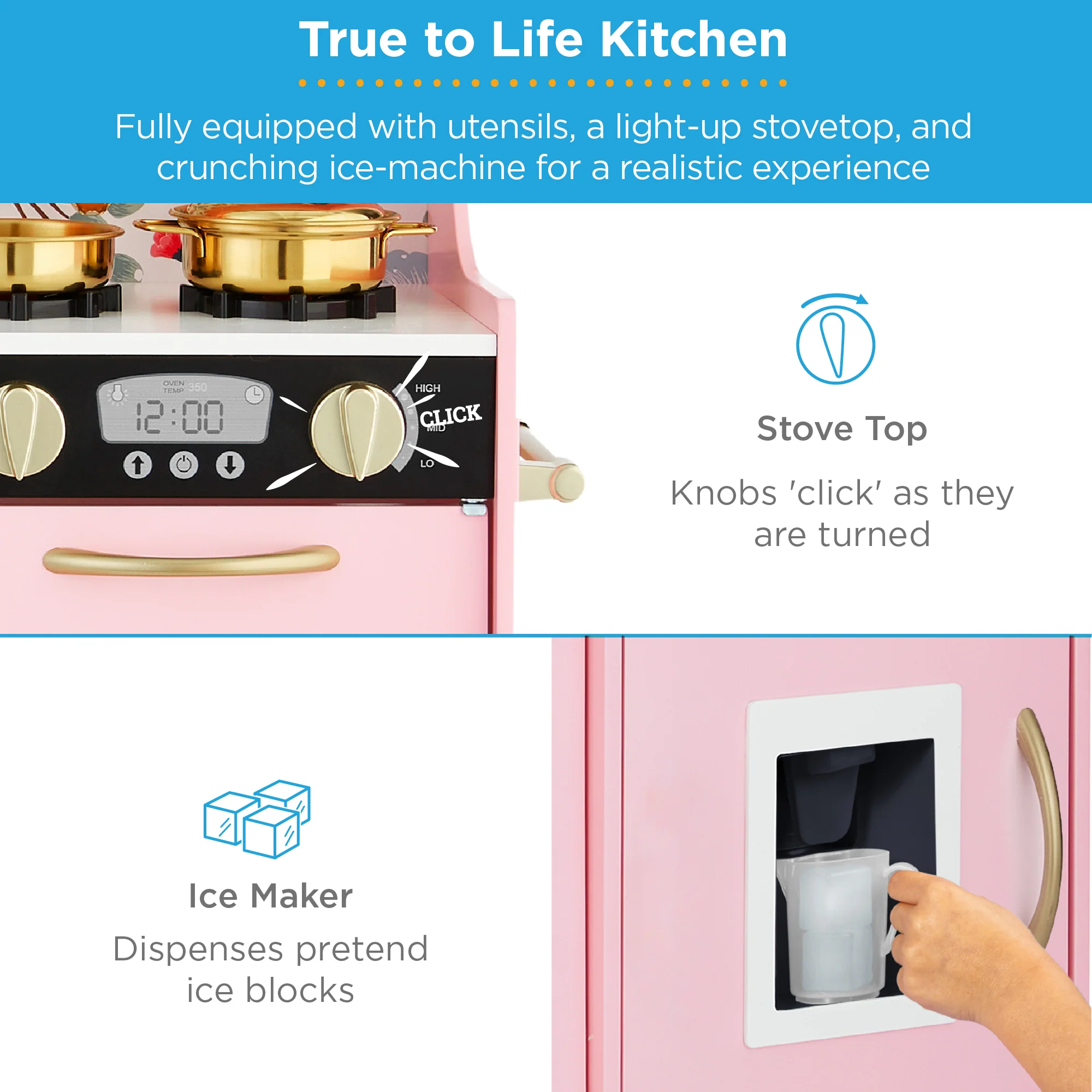 Wooden Play Kitchen for Kids with Accessories, Pretend Cooking Set, Ages 3+ - Image 68