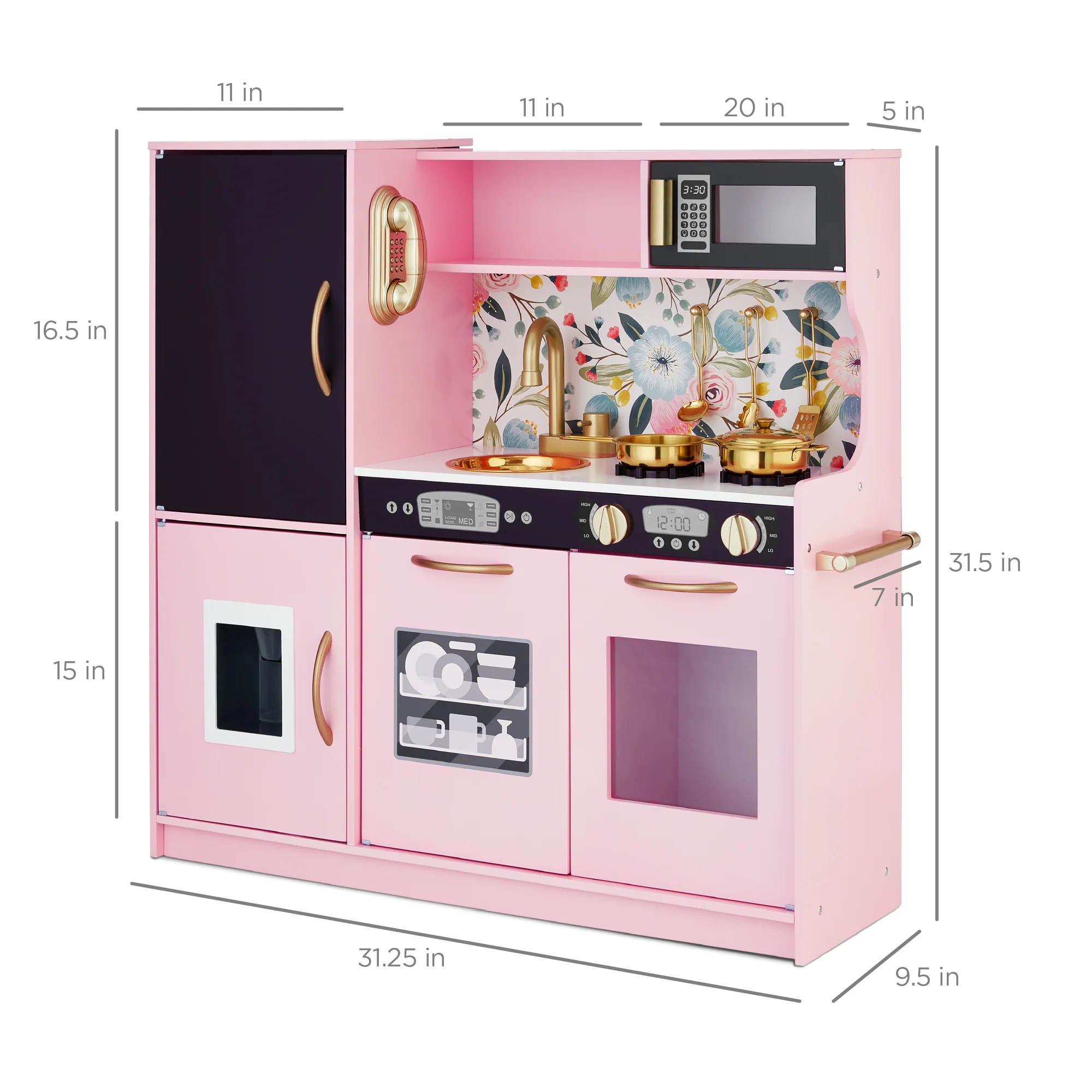 Wooden Play Kitchen for Kids with Accessories, Pretend Cooking Set, Ages 3+ - Image 70