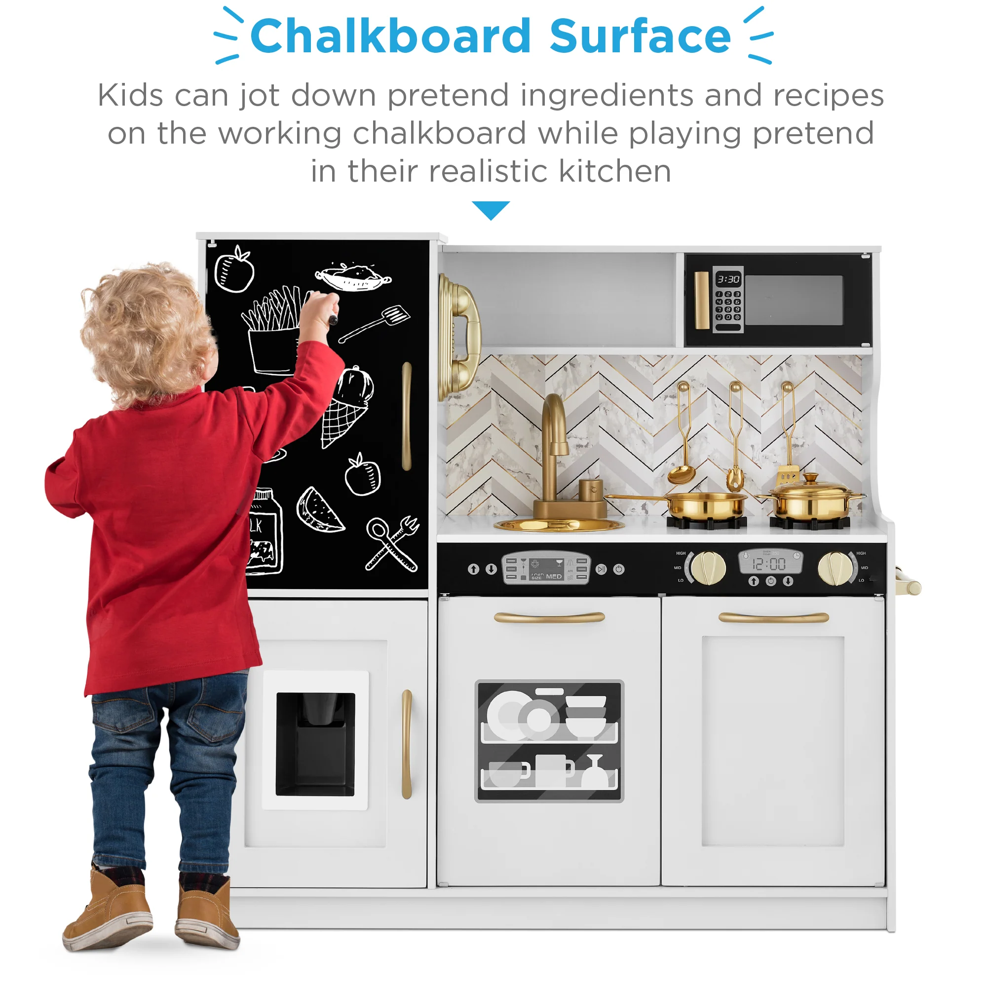 Wooden Play Kitchen for Kids with Accessories, Pretend Cooking Set, Ages 3+ - Image 72