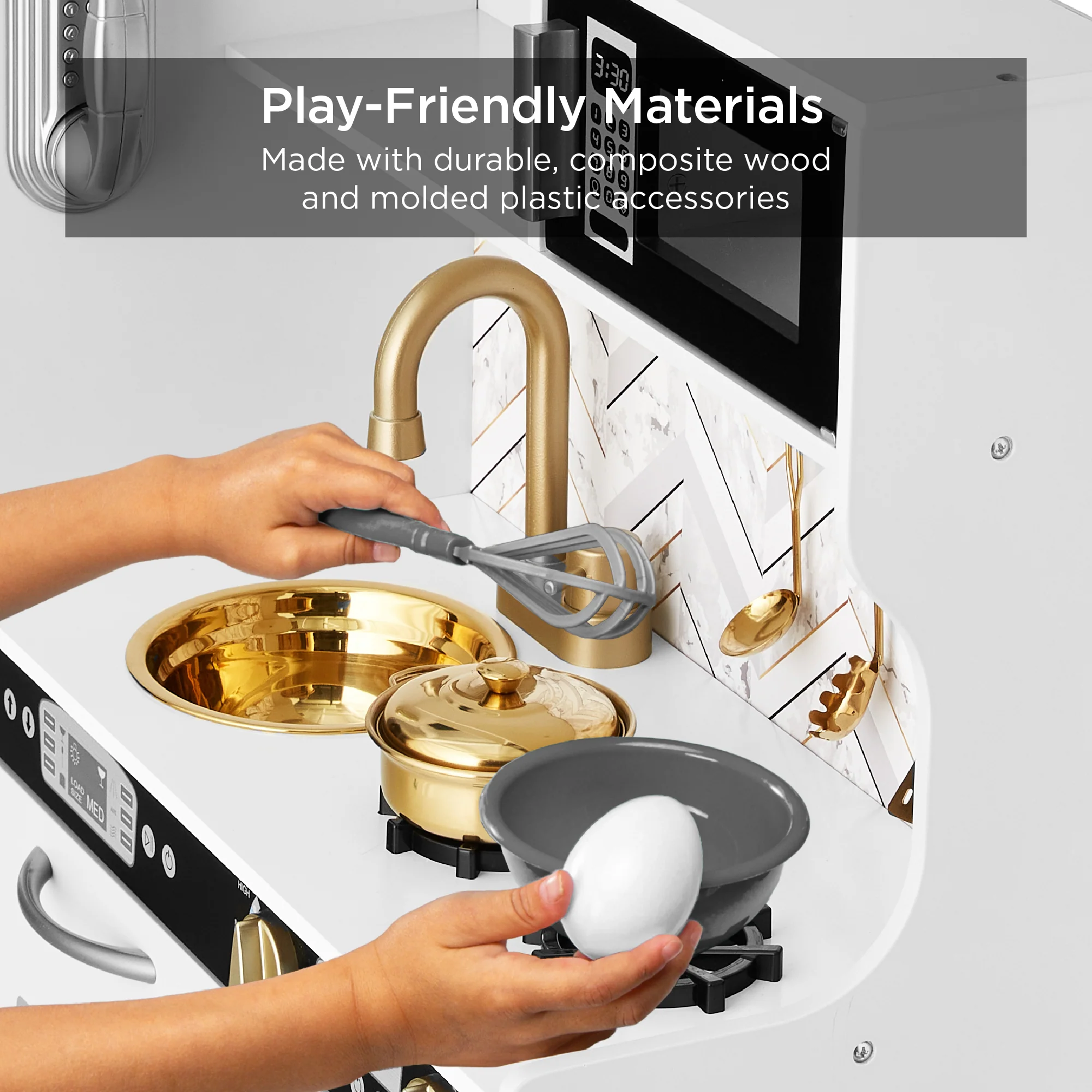 Wooden Play Kitchen for Kids with Accessories, Pretend Cooking Set, Ages 3+ - Image 73