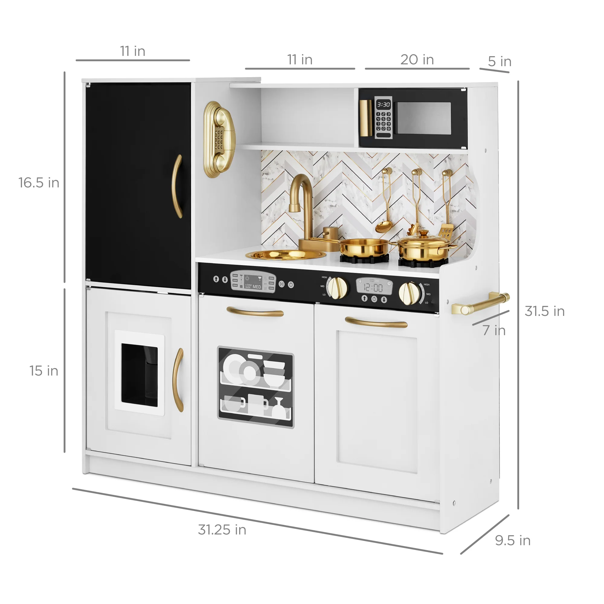 Wooden Play Kitchen for Kids with Accessories, Pretend Cooking Set, Ages 3+ - Image 77