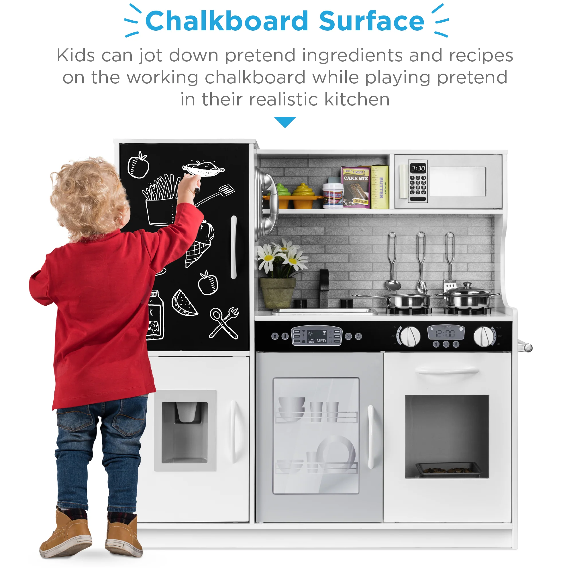 Wooden Play Kitchen for Kids with Accessories, Pretend Cooking Set, Ages 3+ - Image 79