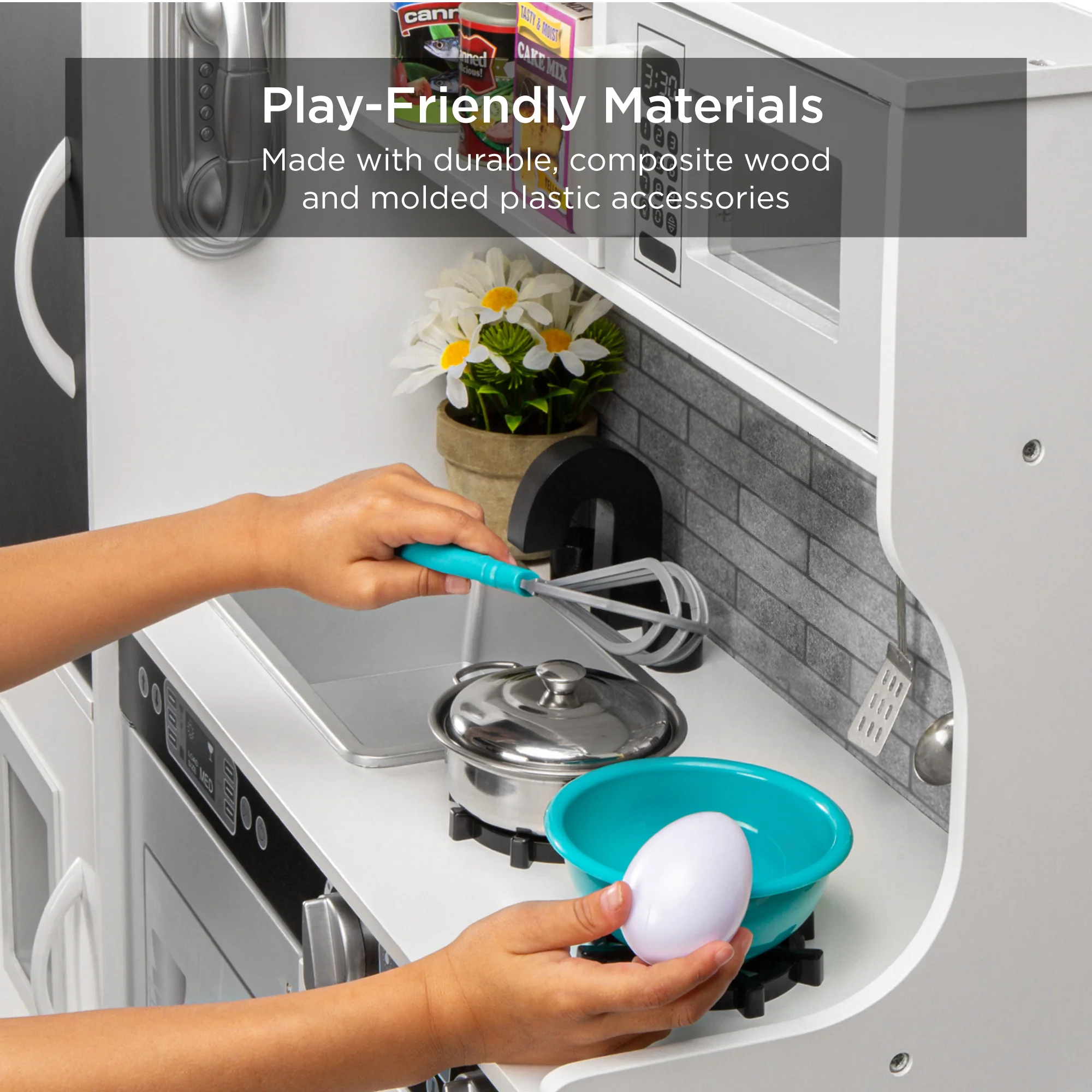 Wooden Play Kitchen for Kids with Accessories, Pretend Cooking Set, Ages 3+ - Image 80