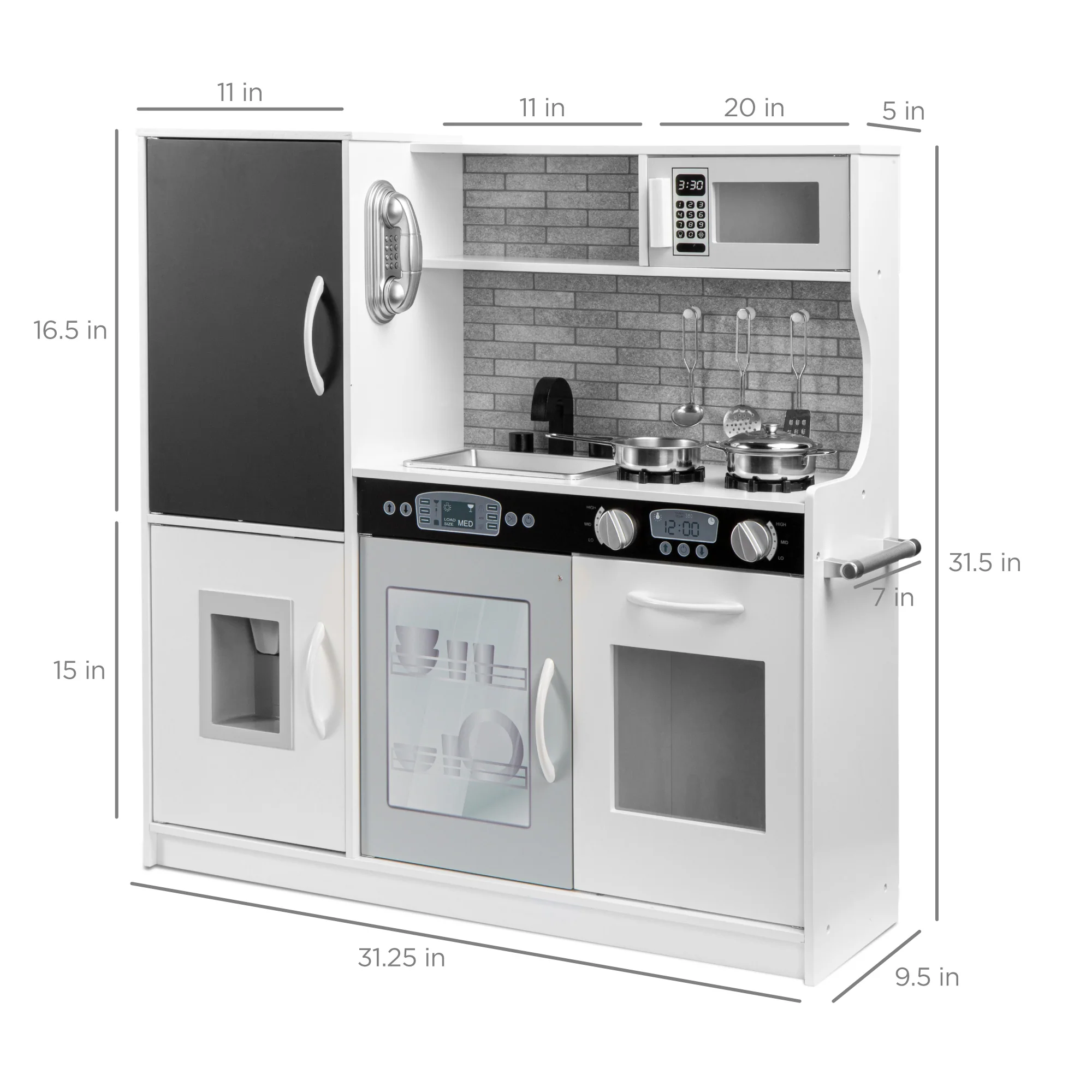 Wooden Play Kitchen for Kids with Accessories, Pretend Cooking Set, Ages 3+ - Image 84