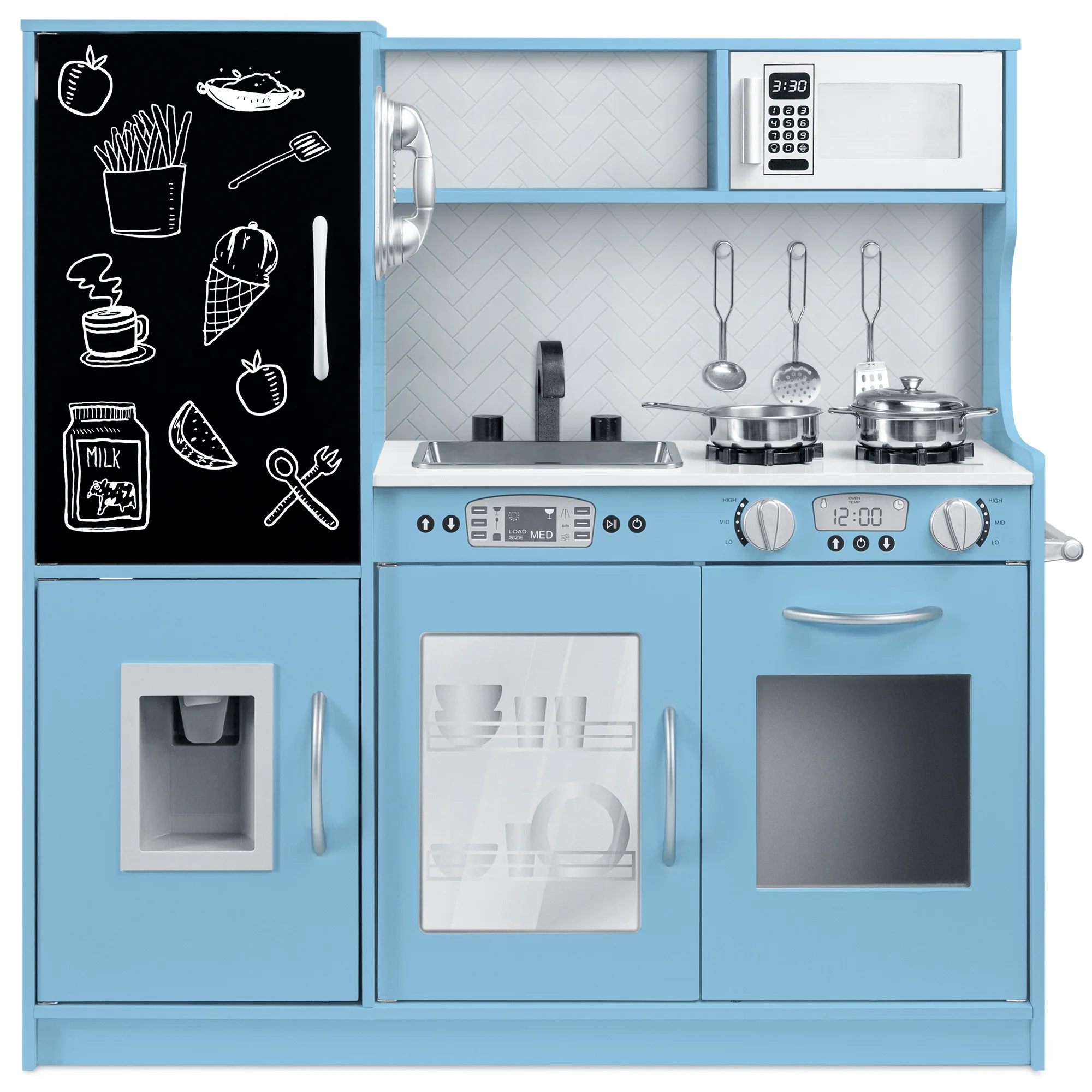 Wooden Play Kitchen for Kids with Accessories, Pretend Cooking Set, Ages 3+ - Image 85