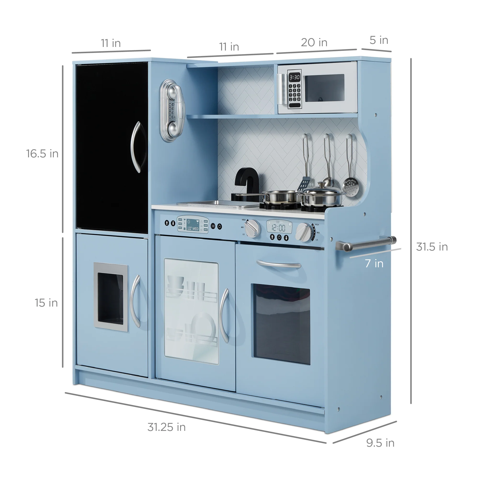 Wooden Play Kitchen for Kids with Accessories, Pretend Cooking Set, Ages 3+ - Image 91