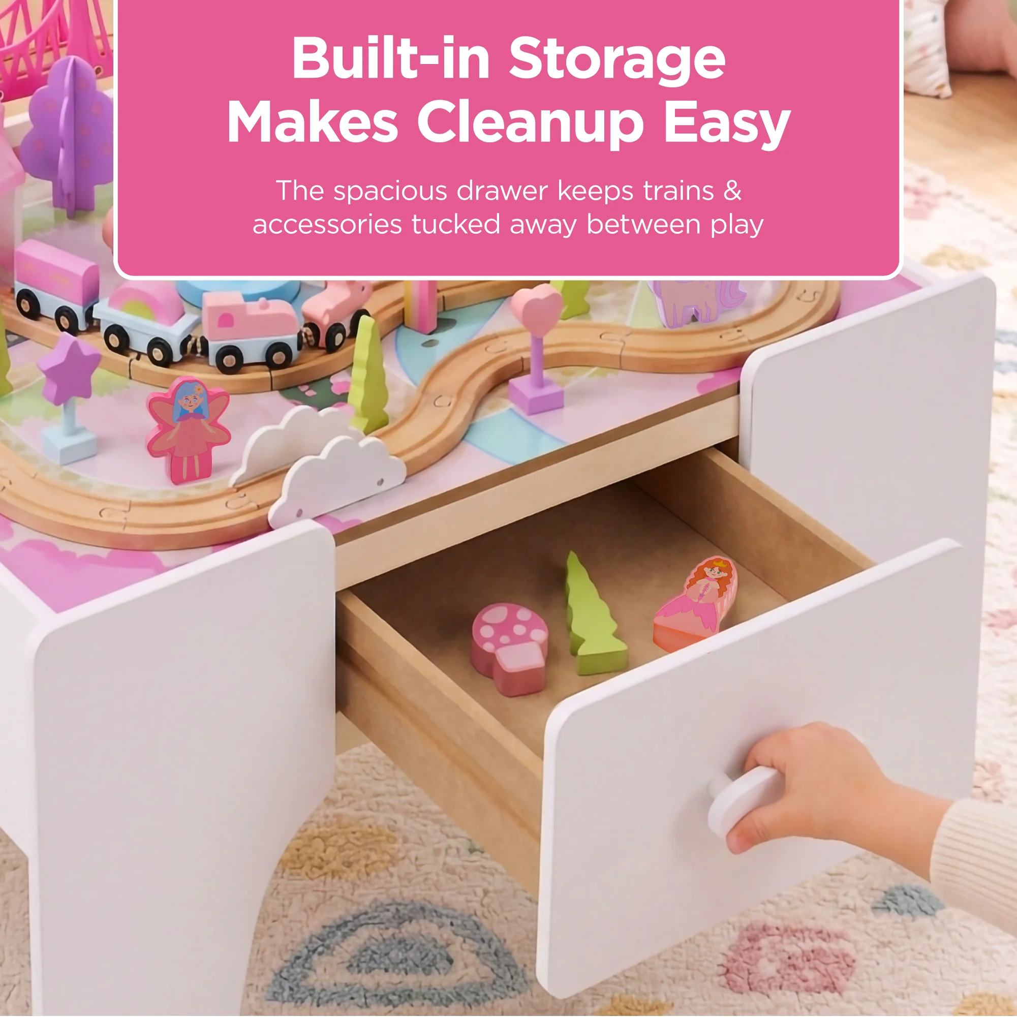 Princess Train Table for Toddlers, Train Set with Storage - Image 6