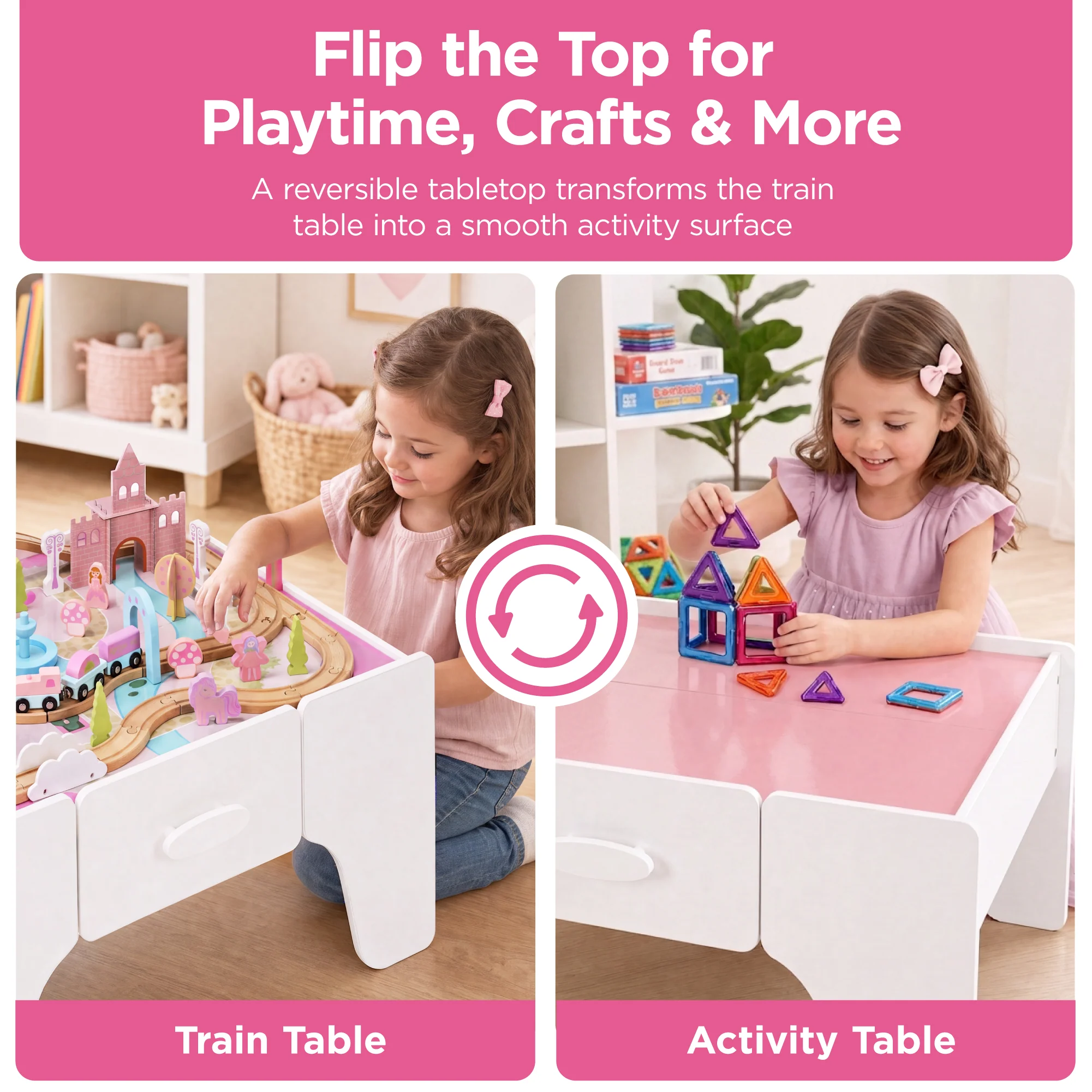 Princess Train Table for Toddlers, Train Set with Storage - Image 7