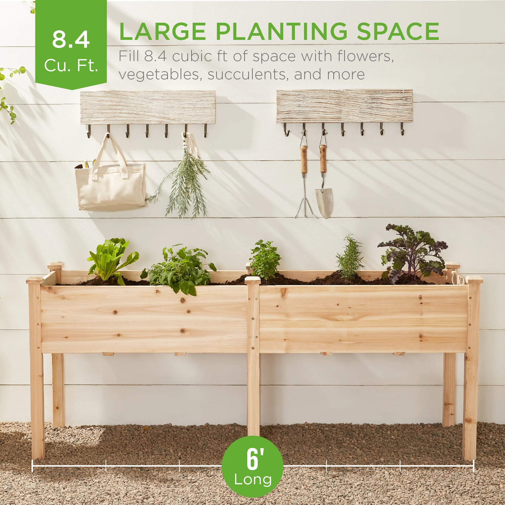 Raised Garden Bed, Elevated Wood Garden Planter Stand - 72x24x30in - Image 16