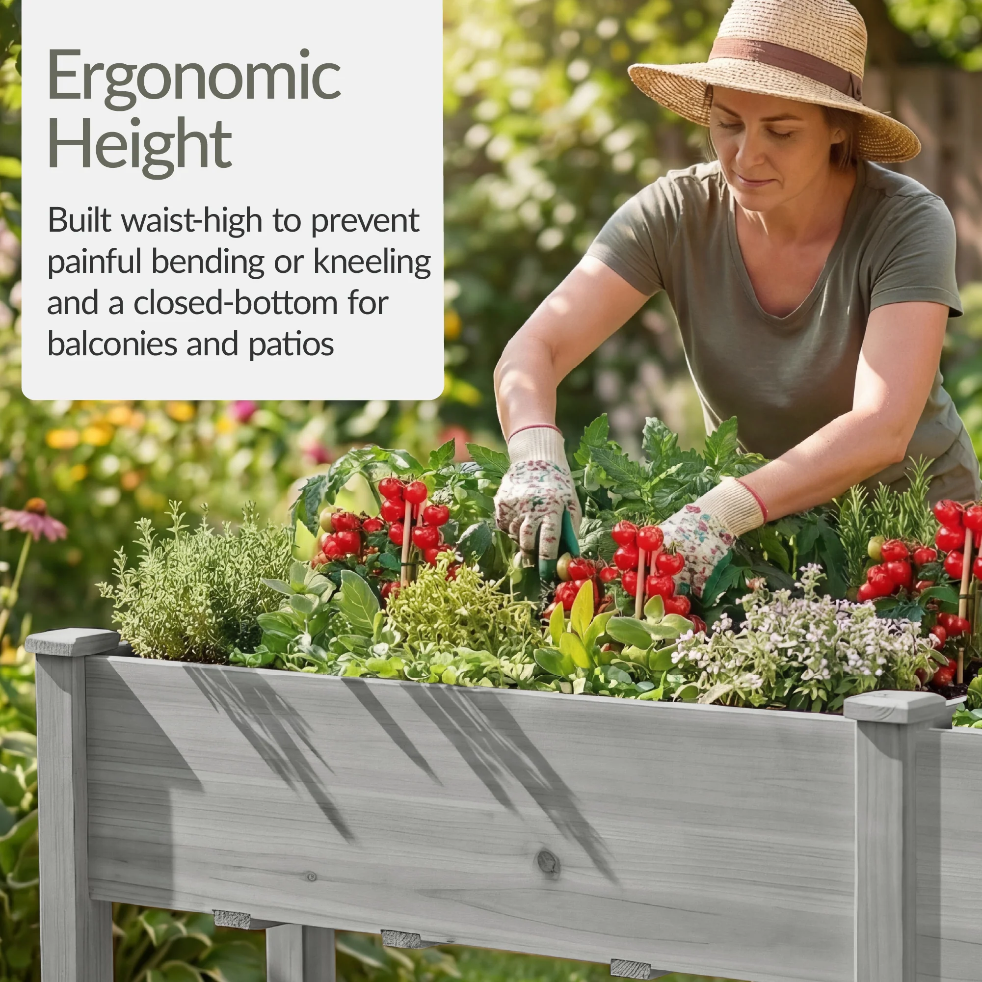 Raised Garden Bed, Elevated Wood Garden Planter Stand - 72x24x30in - Image 39